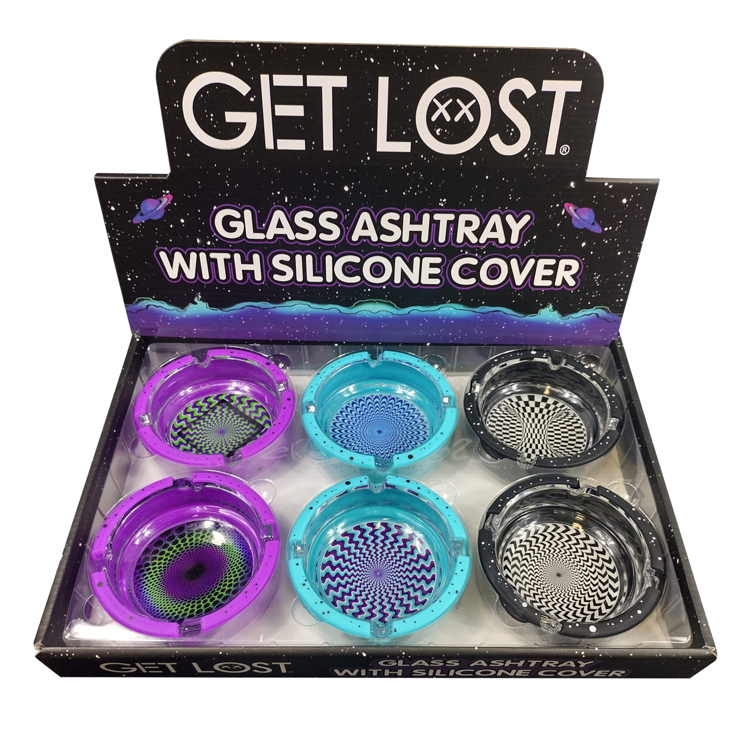 GLASS ASHTRAY WITH SILICONE (6 PACK)