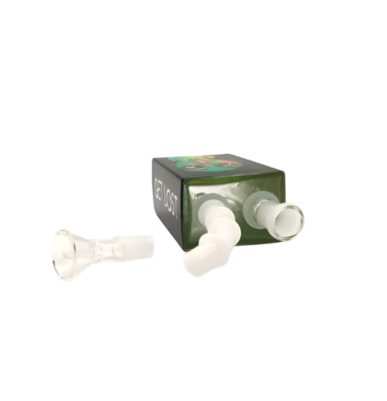 Get Lost Glass Juice Box Pipe (Green Girl Middle Finger)