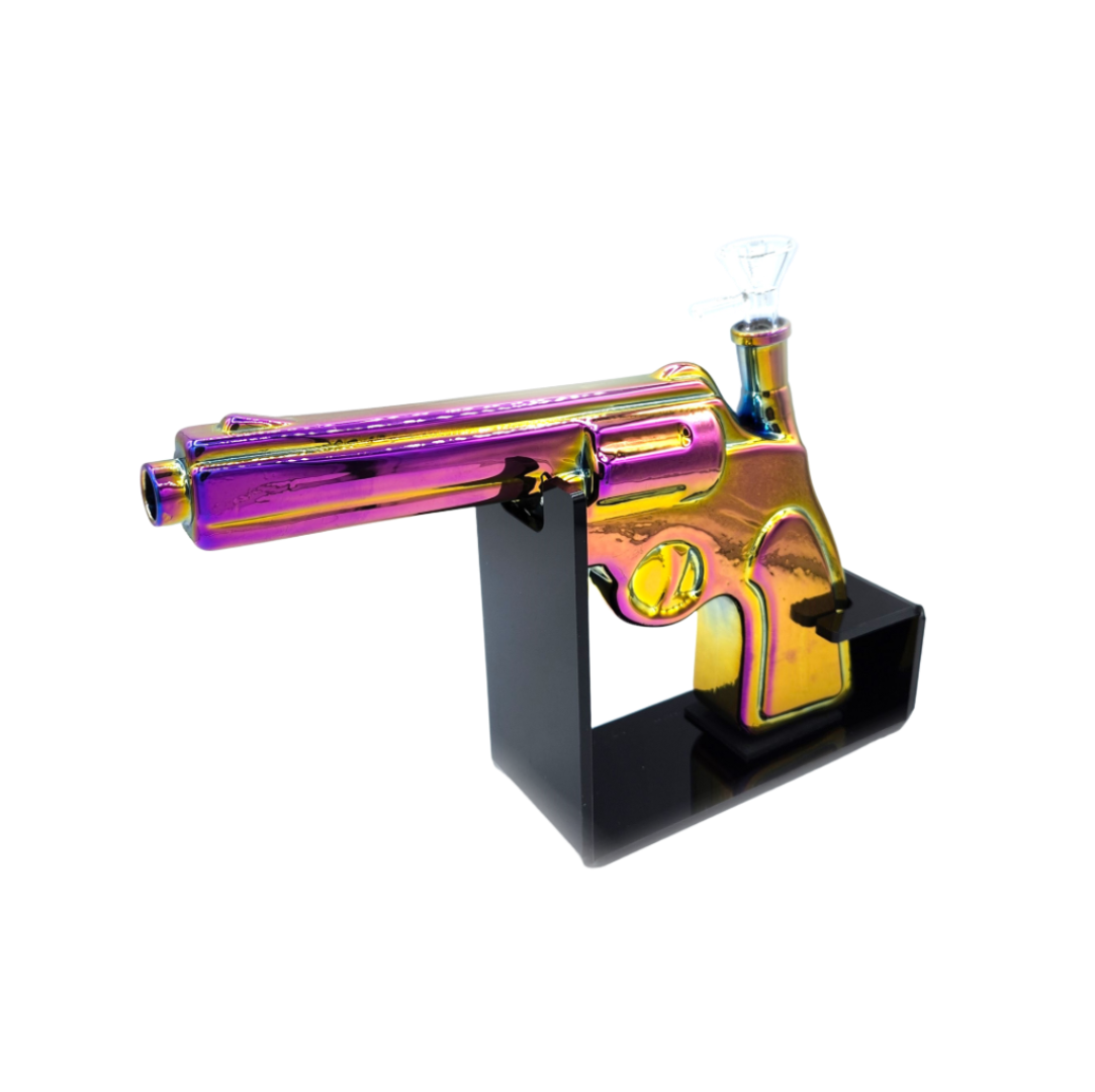 Get Lost Pistol Gun Glass Water Pipe (Rainbow)