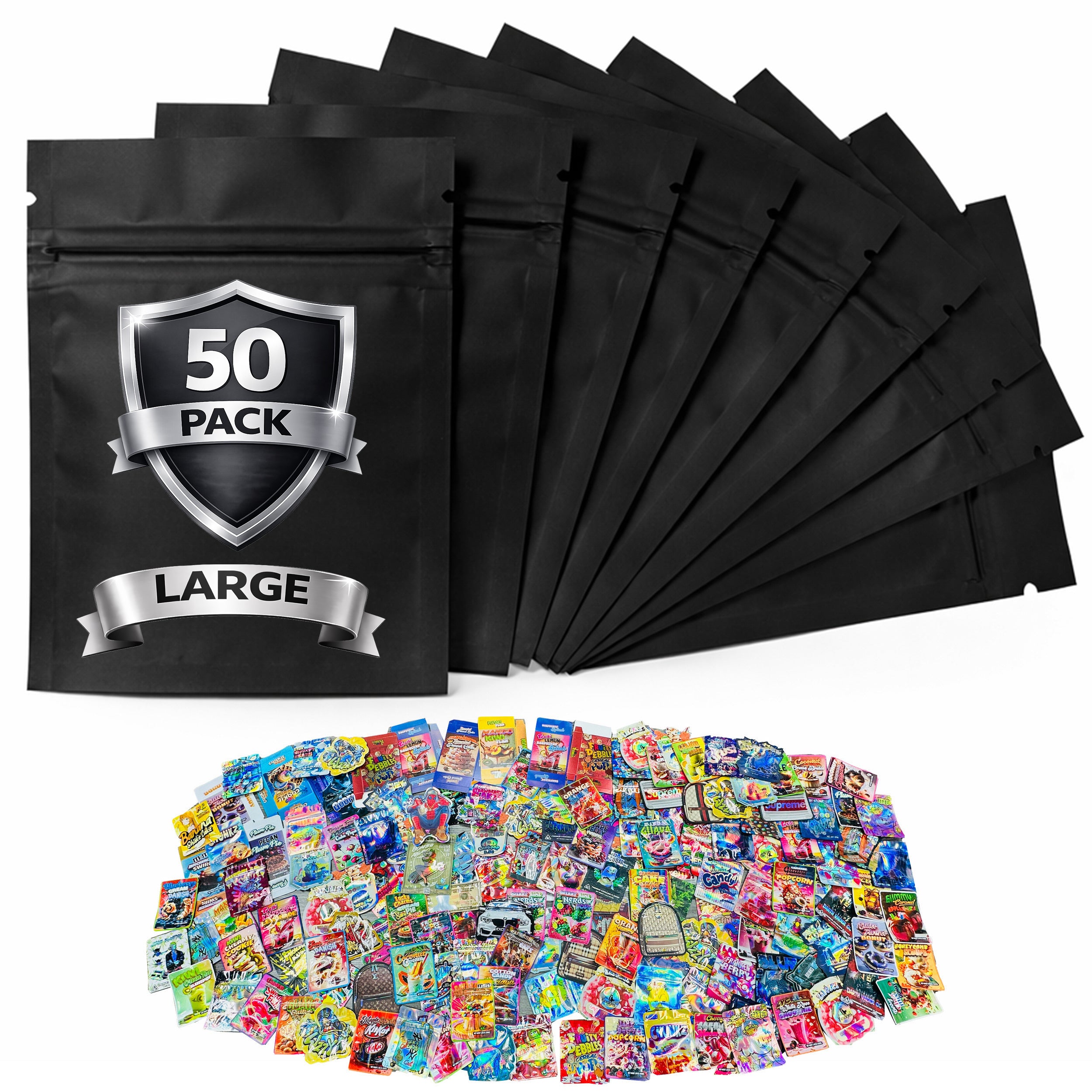 1 oz -50 Mylar Bags Mystery Bundle Pack – Assorted Designs