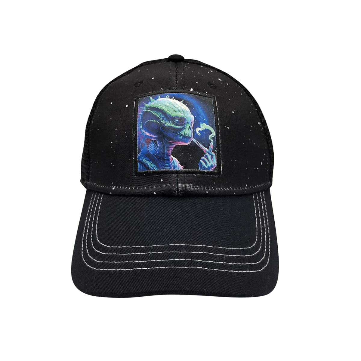 Get Lost Secret Zipper Pocket Cap Smell-Proof Stash Hat (Smoking Green Alien)