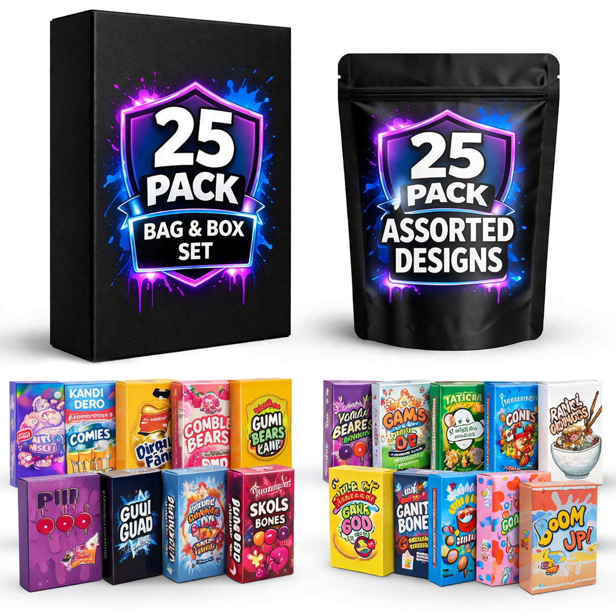 25 Pack Small (4" x 5.5") Decorative Gift Box Set – Mystery Bundle Assorted Designs