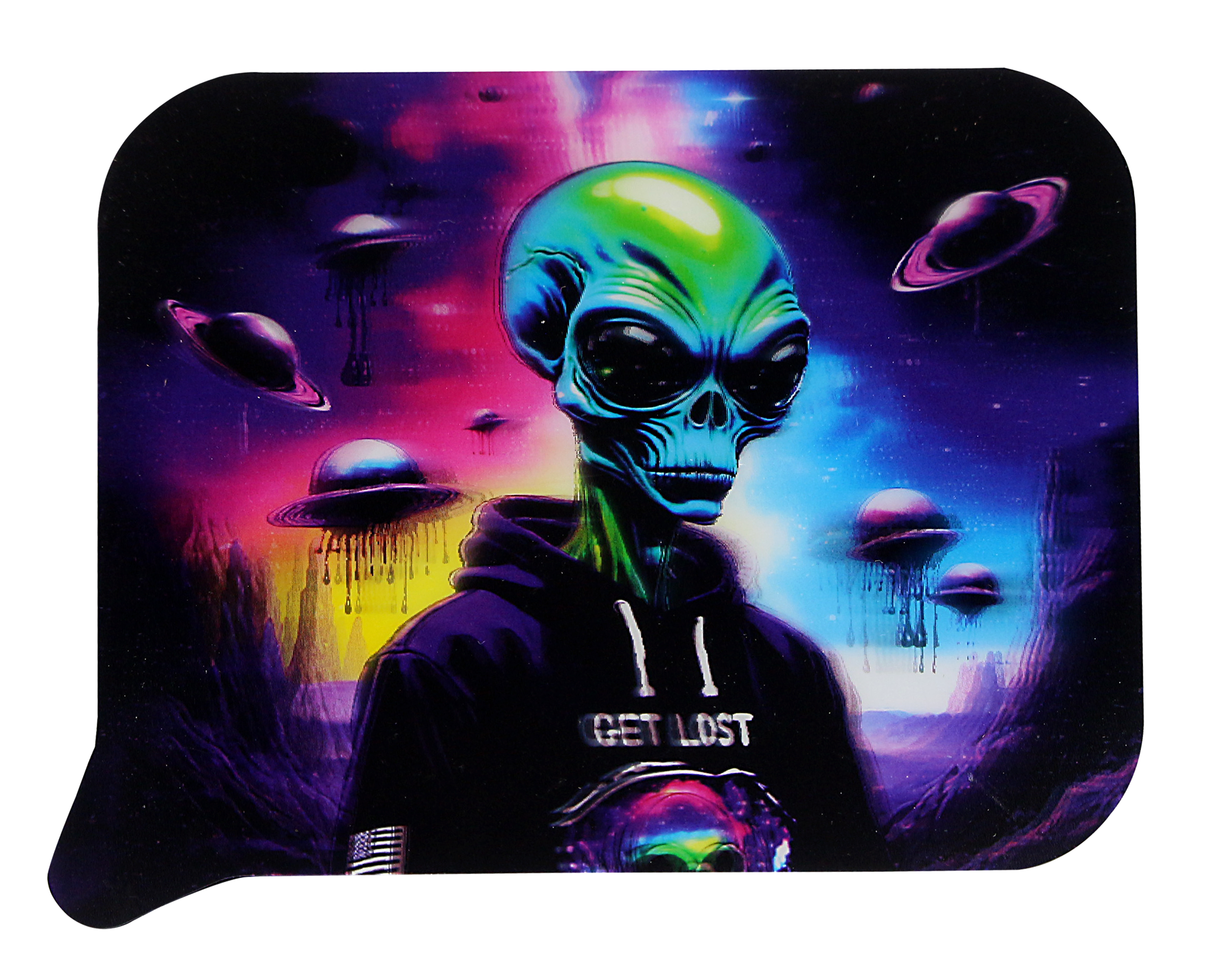 Get Lost Small 3D Rolling Tray With Magnetic Lid Cover (Green Mad Alien)