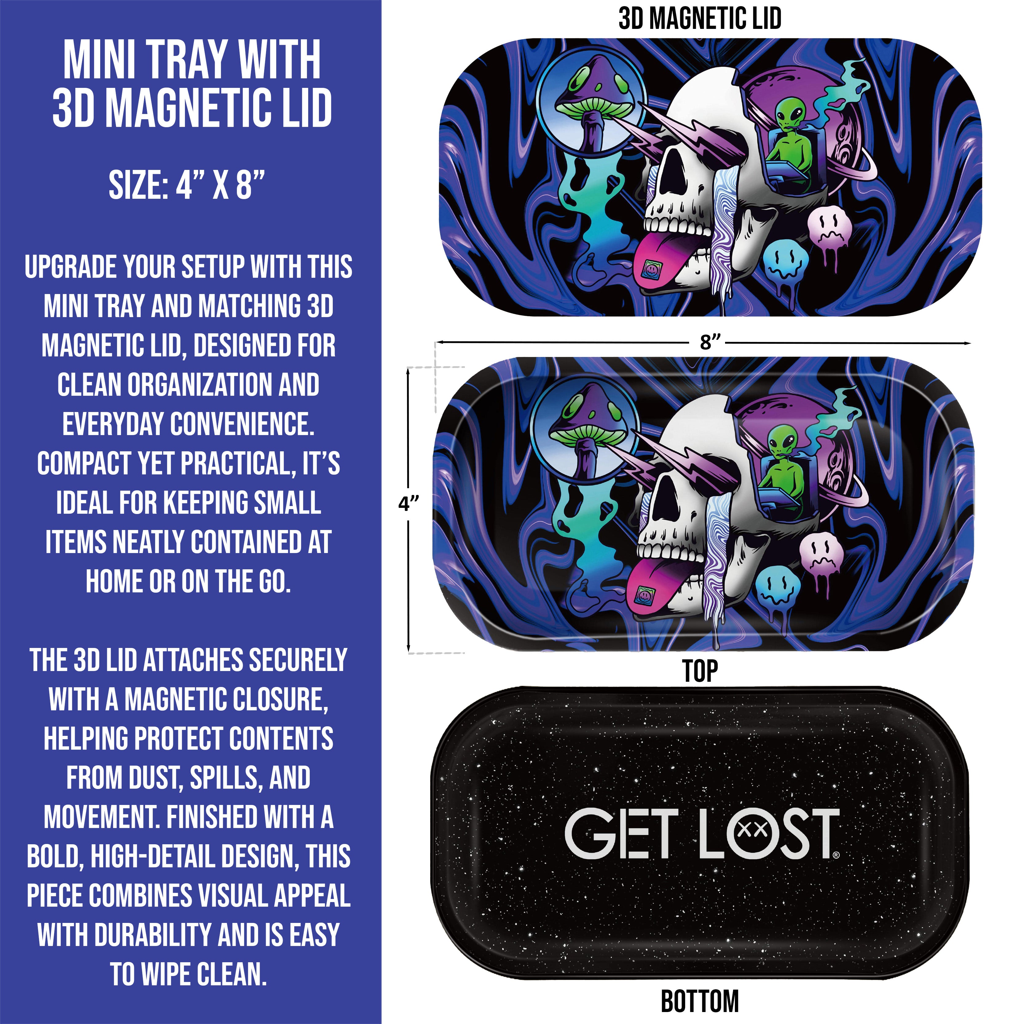 Mini Magnetic 3D Tray with Lid - Get Lost Galaxy Skull
