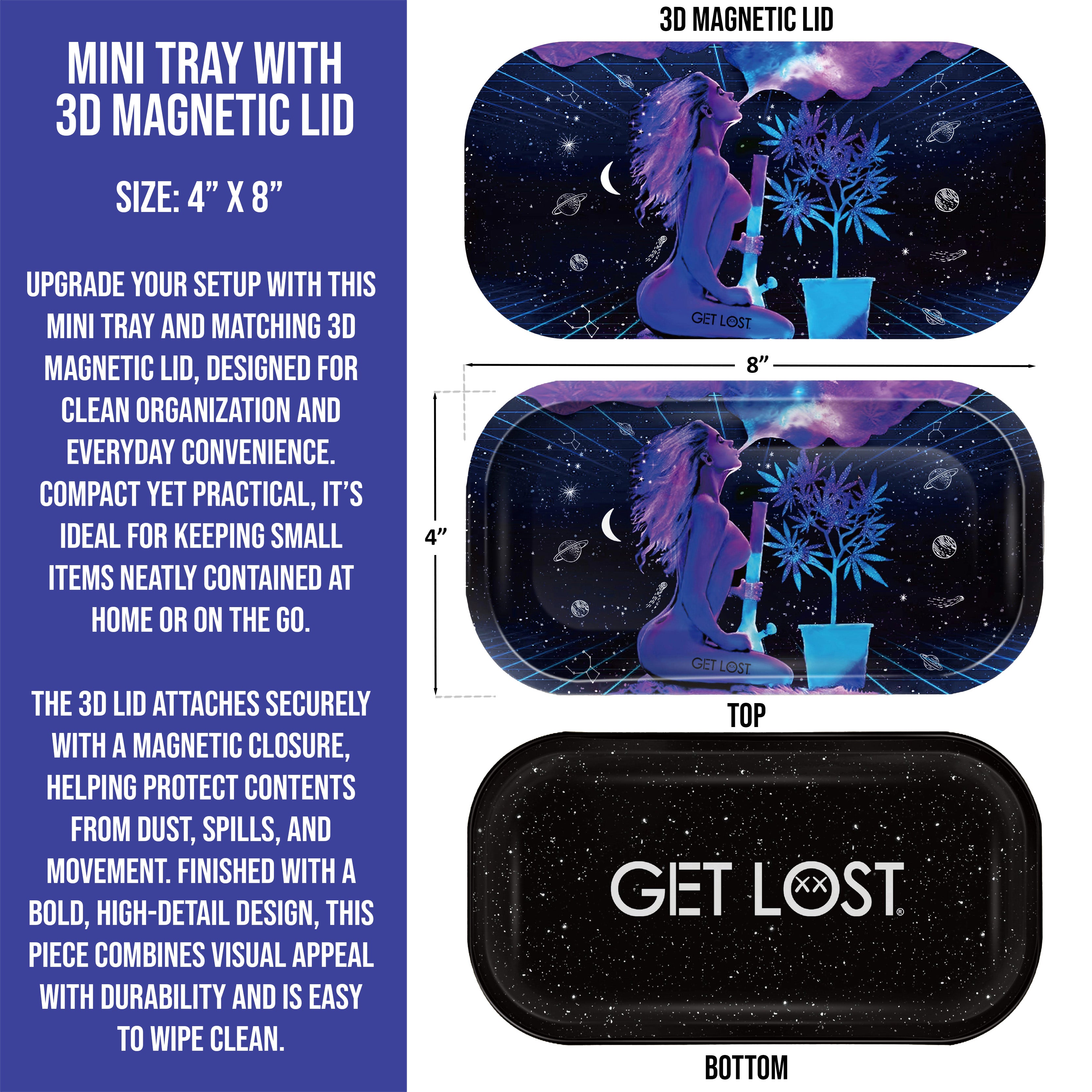 Mini Magnetic 3D Tray with Lid - Get Lost Hot Girl Smoking Pipe