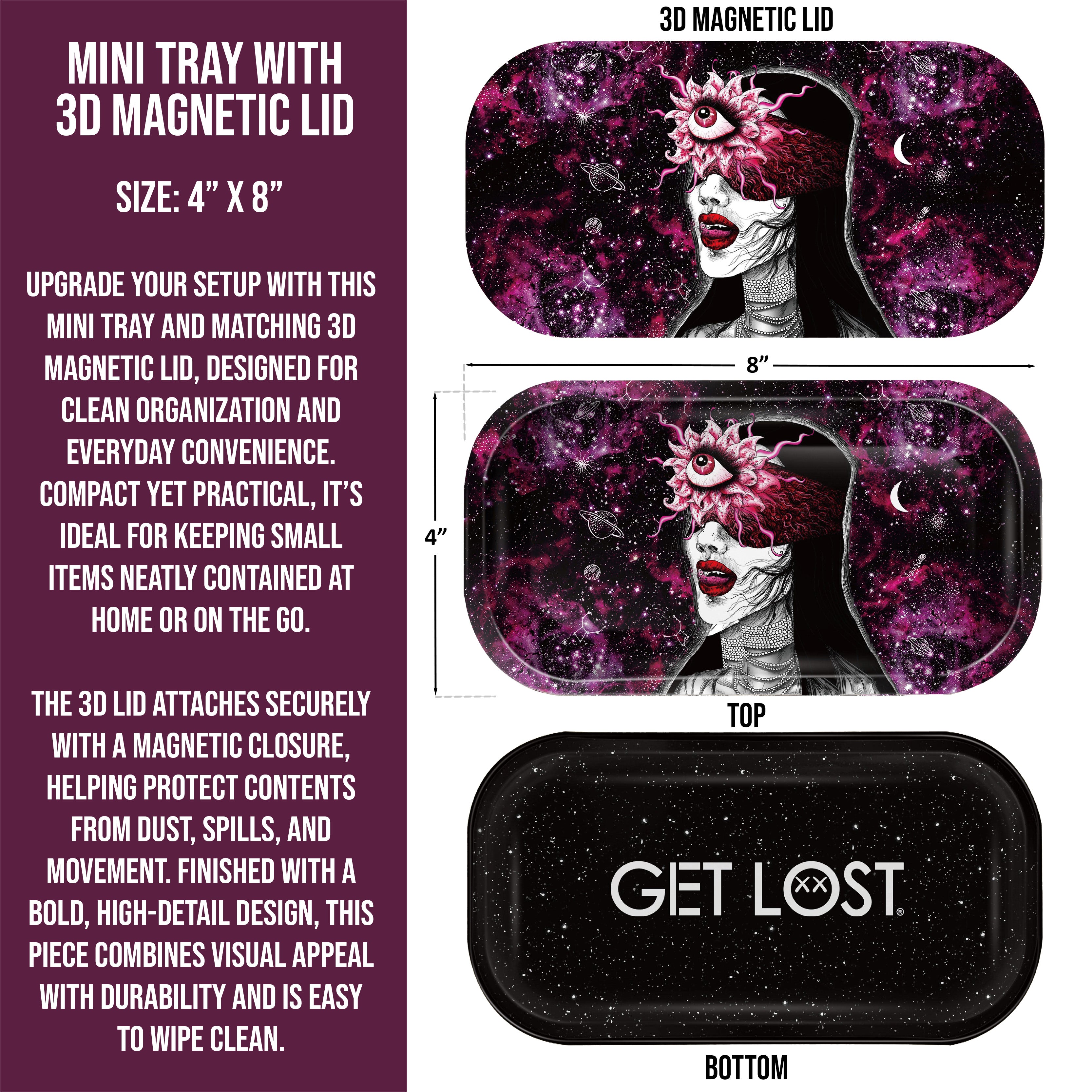 Mini Magnetic 3D Tray with Lid - Get Lost Black Hair Third Red Eye