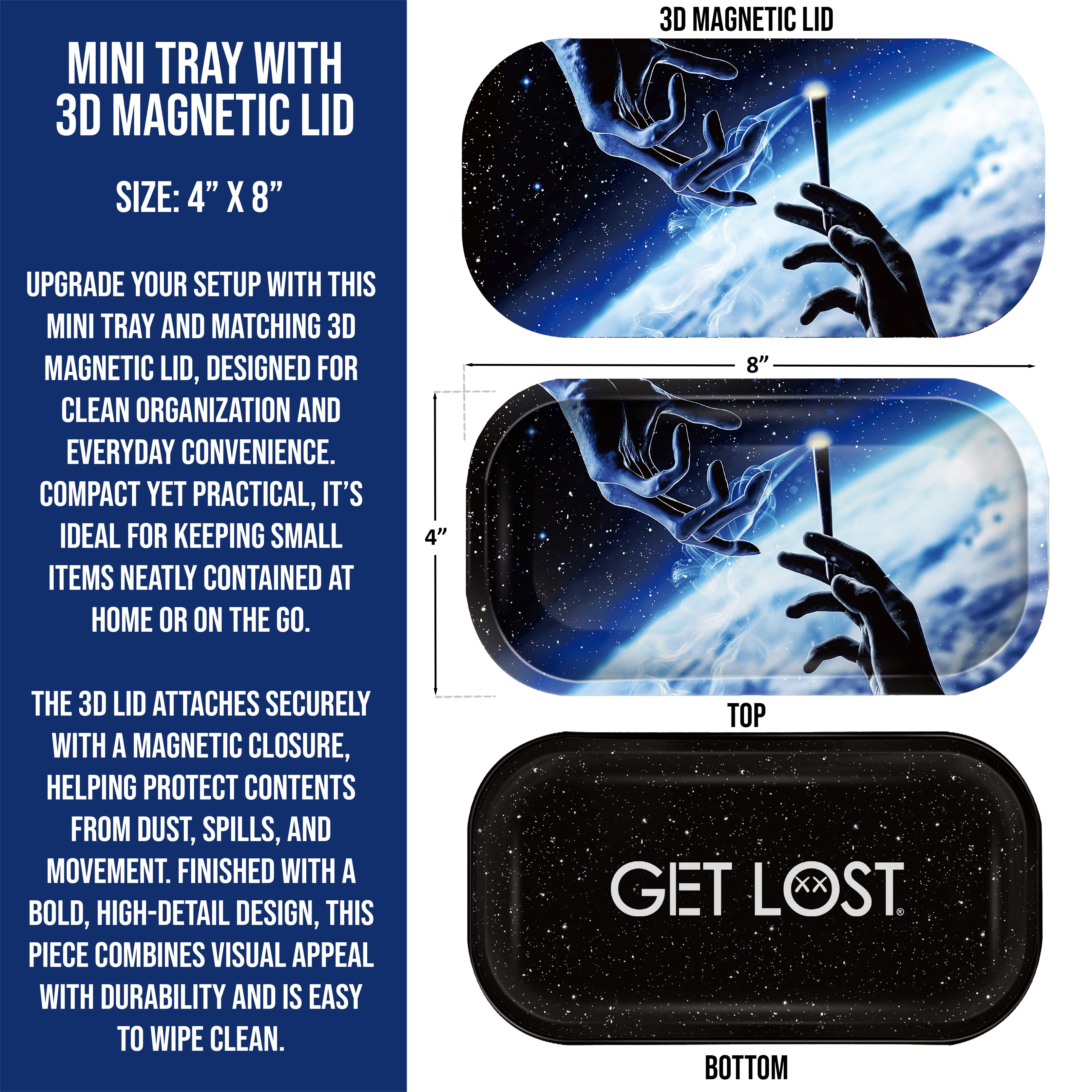 Mini Magnetic 3D Tray with Lid - Get Lost Alien Fingers Smoking