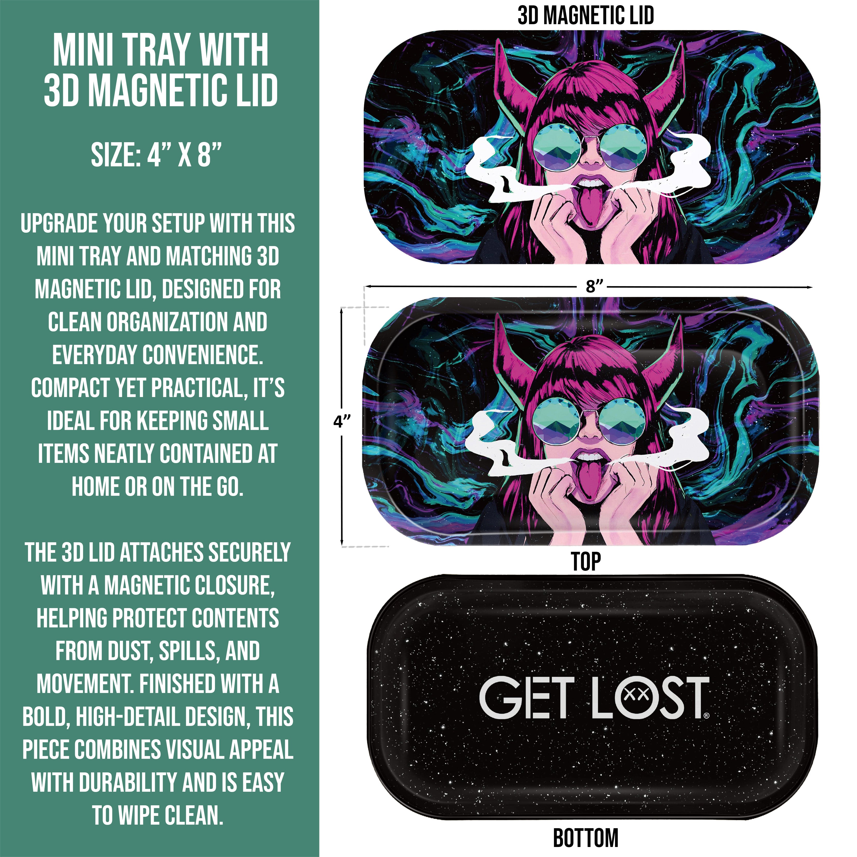 Mini Magnetic 3D Tray with Lid - Get Lost Red Horn Girl