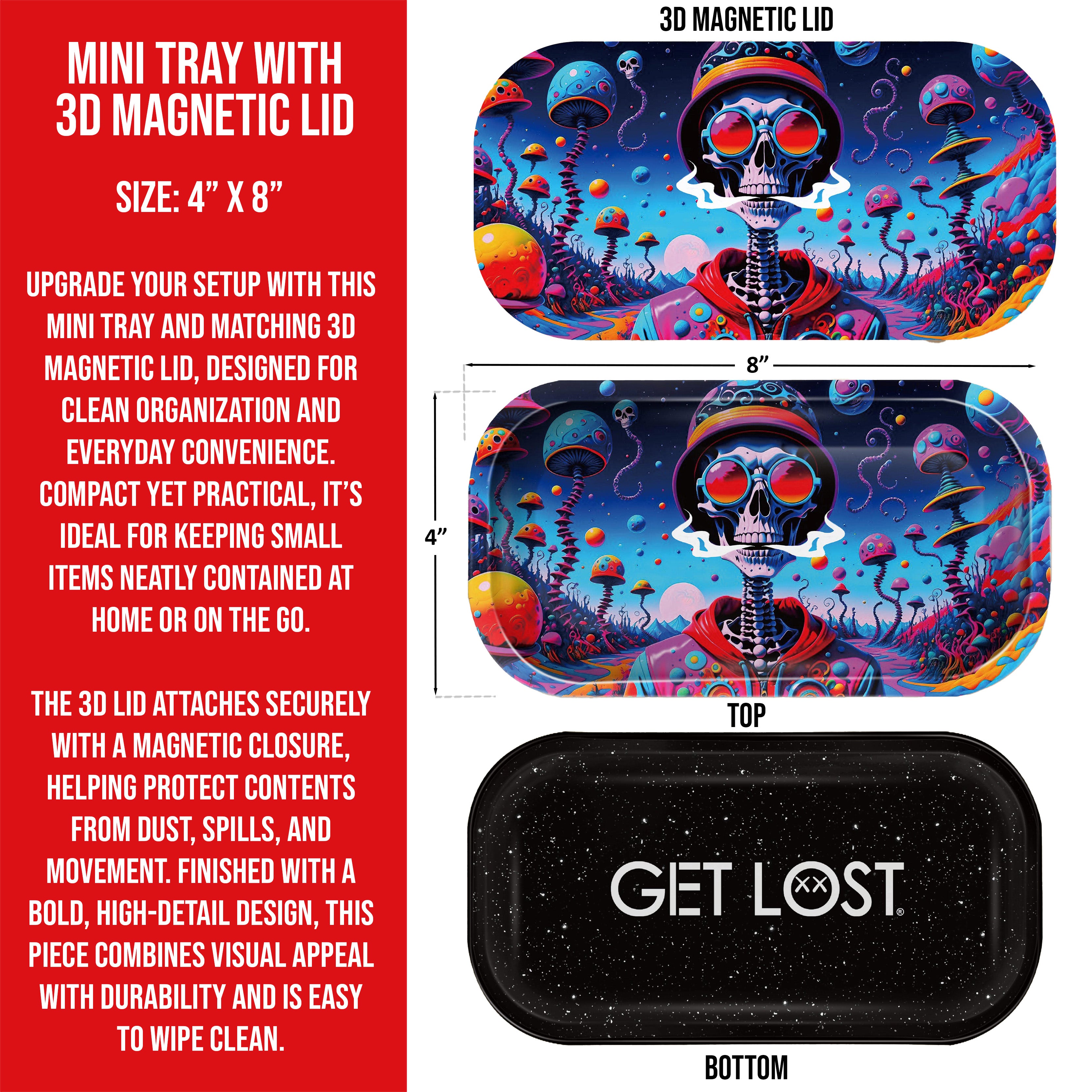 Mini Magnetic 3D Tray with Lid - Get Lost Cool Style Skeleton