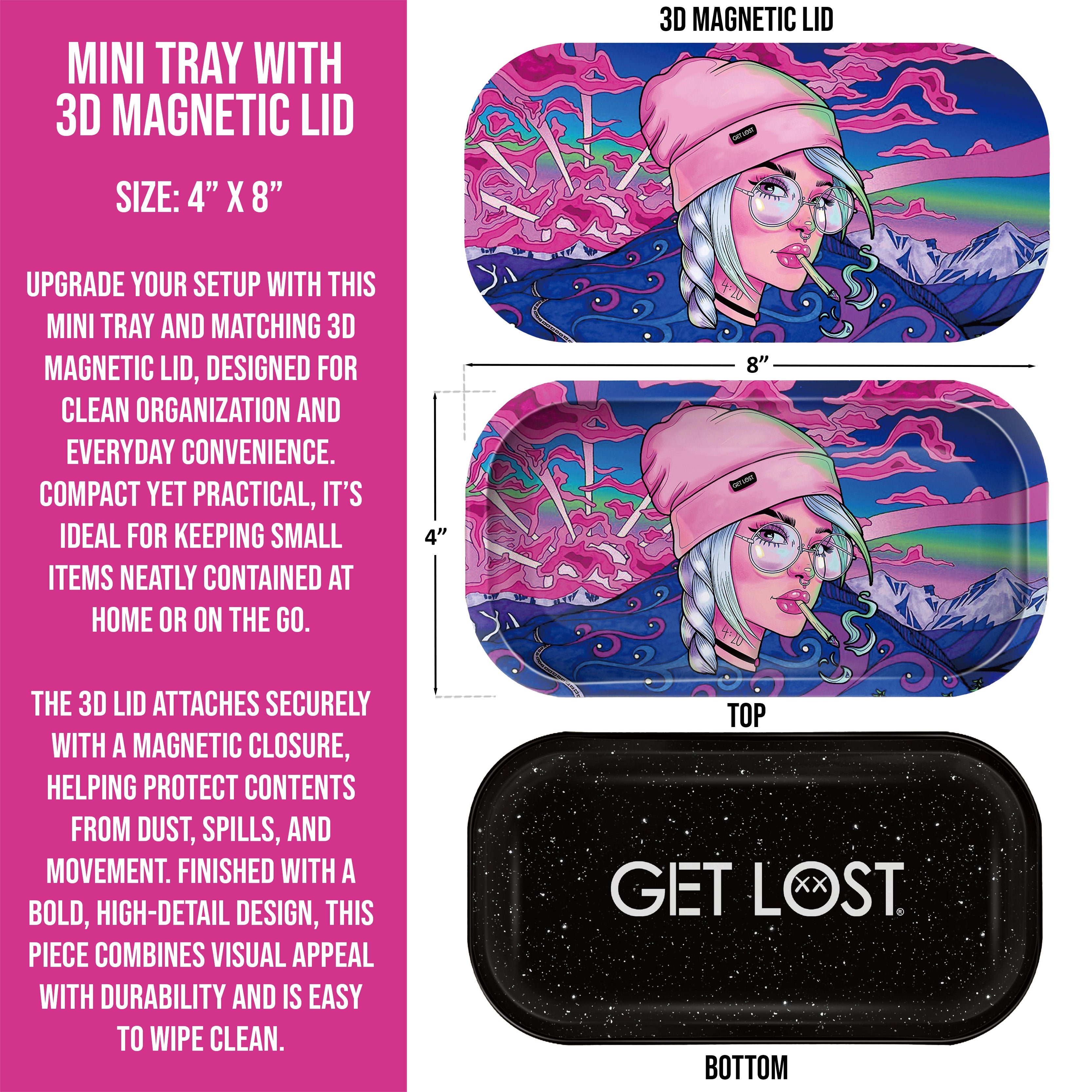 Mini Magnetic 3D Tray with Lid - Get Lost Pink Hat Girl