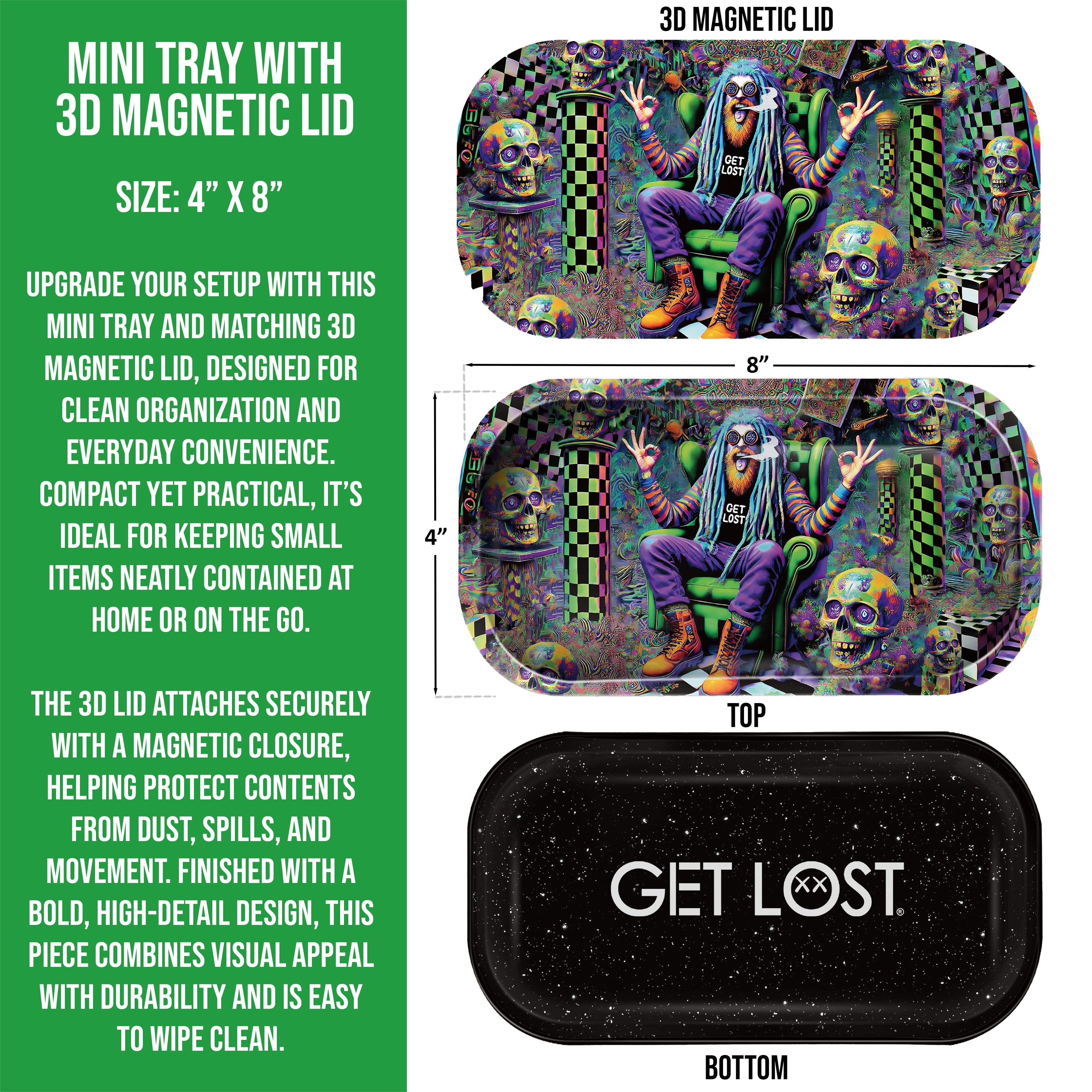 Mini Magnetic 3D Tray with Lid - Get Lost Rasta Old Man