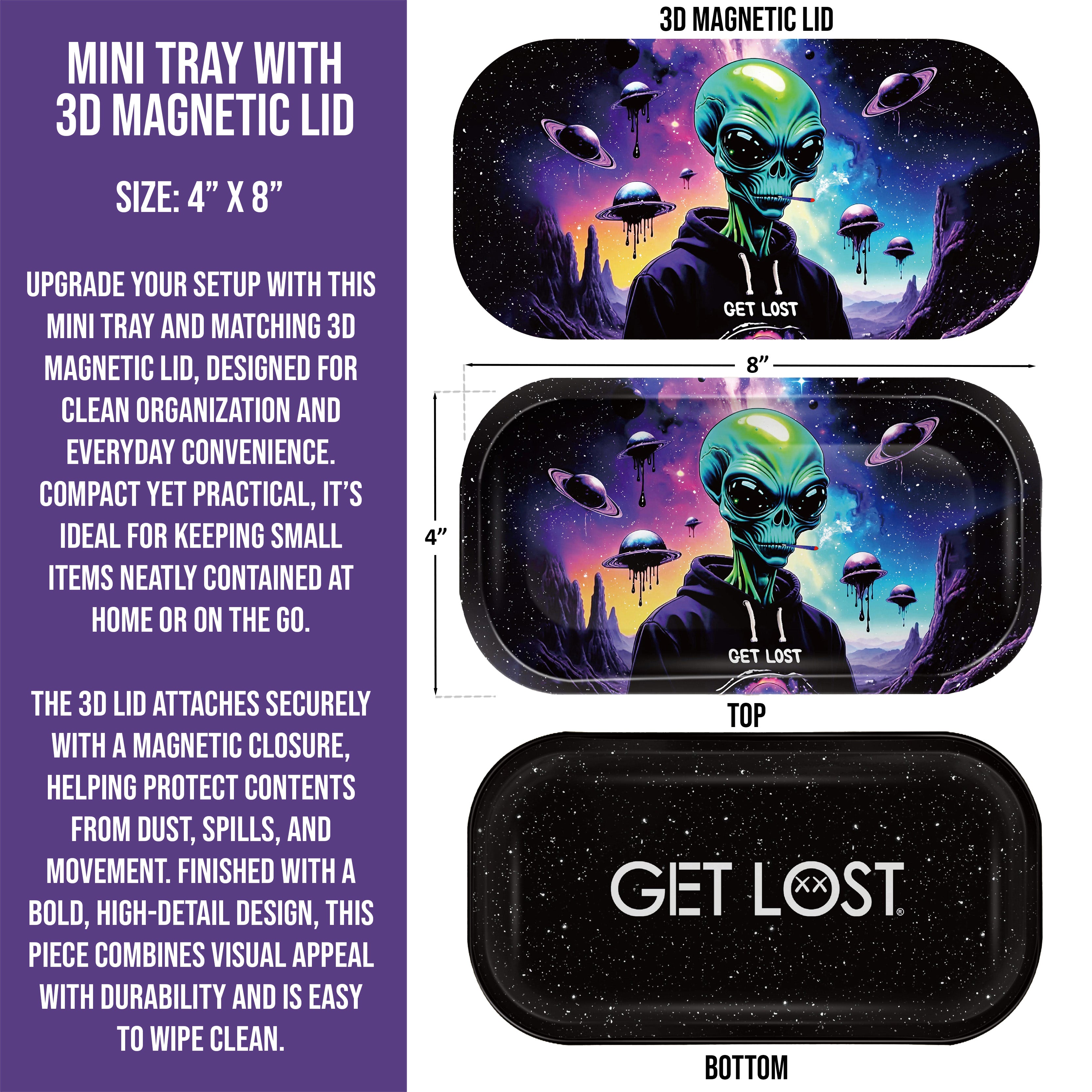 Mini Magnetic 3D Tray with Lid - Get Lost Green Mad Alien
