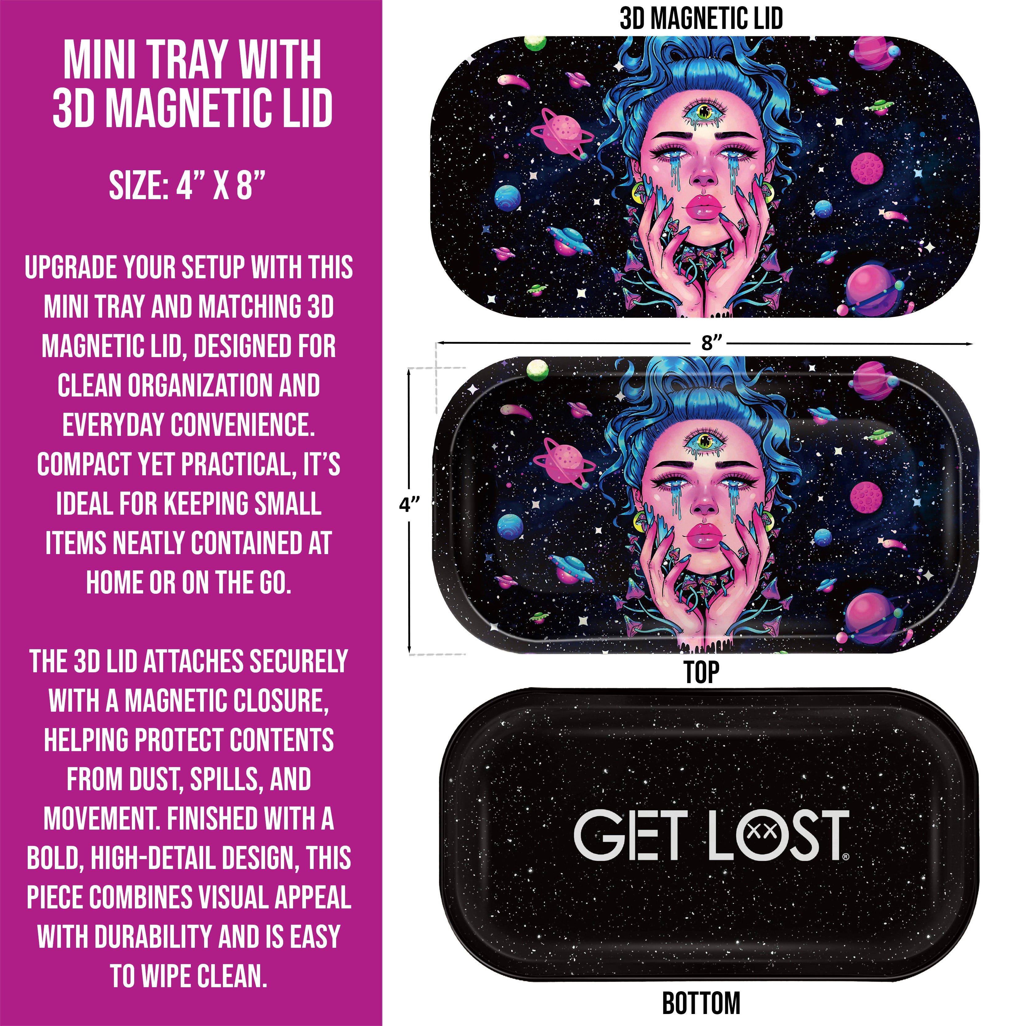 Mini Magnetic 3D Tray with Lid - Get Lost Blue Hair Third Eye Girl