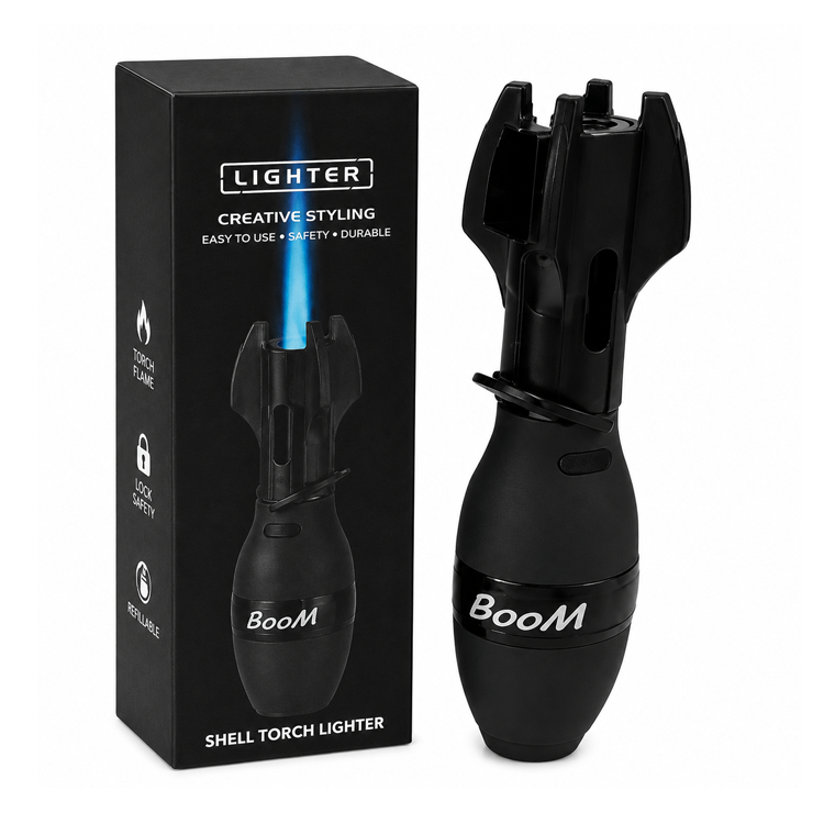 Shell-Shaped Refillable Torch Lighter – Windproof Butane Utility Flame ...