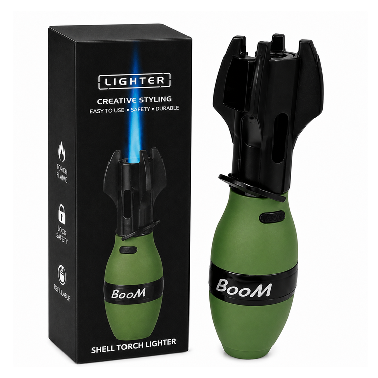 Shell-Shaped Refillable Torch Lighter – Windproof Butane Utility Flame ...