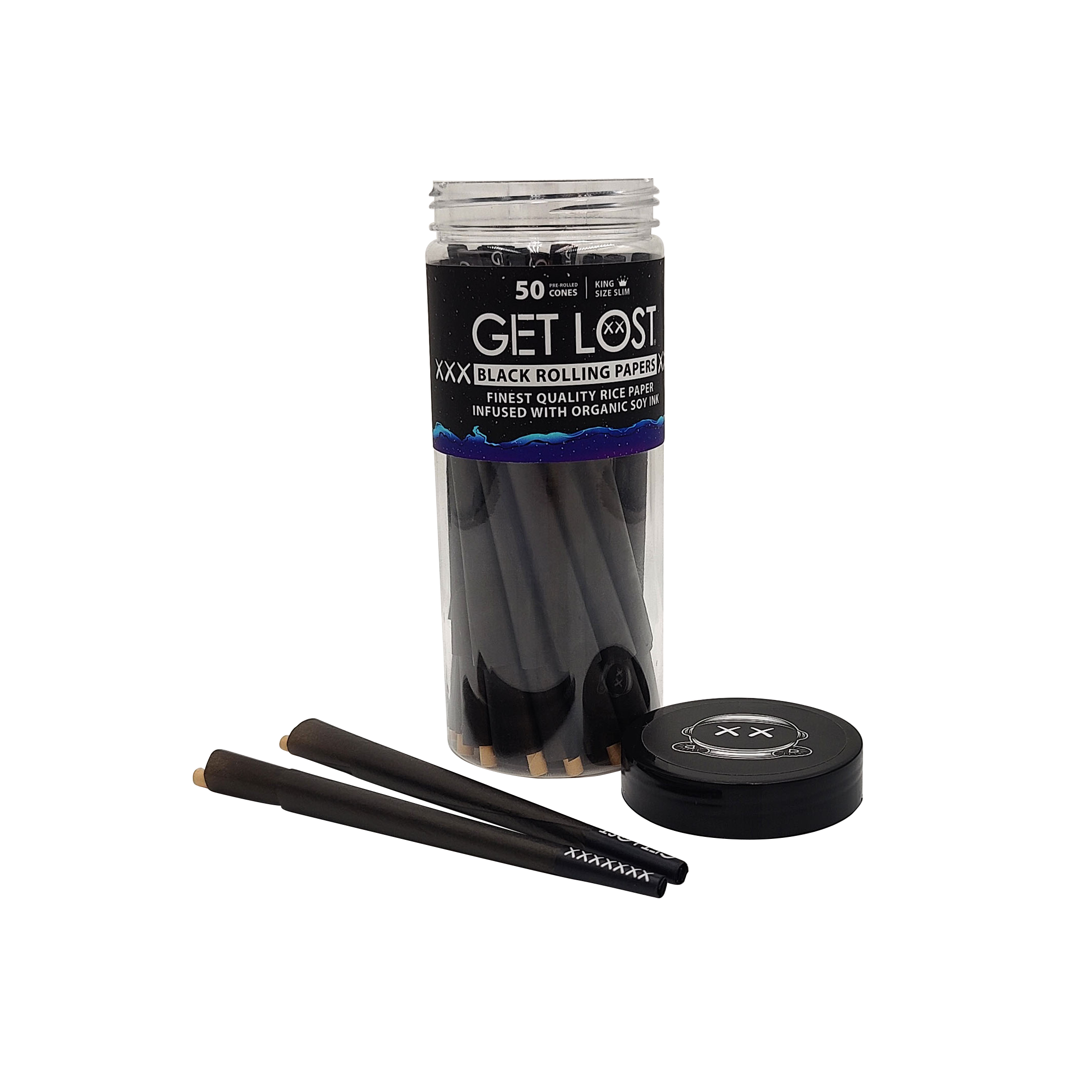 Get Lost Black Pre-Rolled Cones King Size (2 Pack of 50 Count)