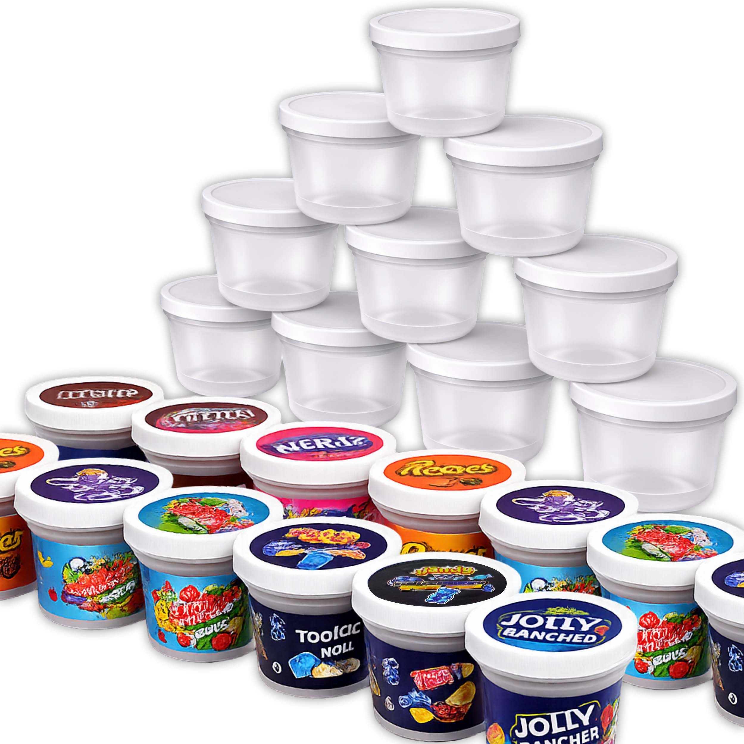 12 Pack – 3.5g Mystery Ice Cream Pint Style Plastic Storage Containers - Random Designs