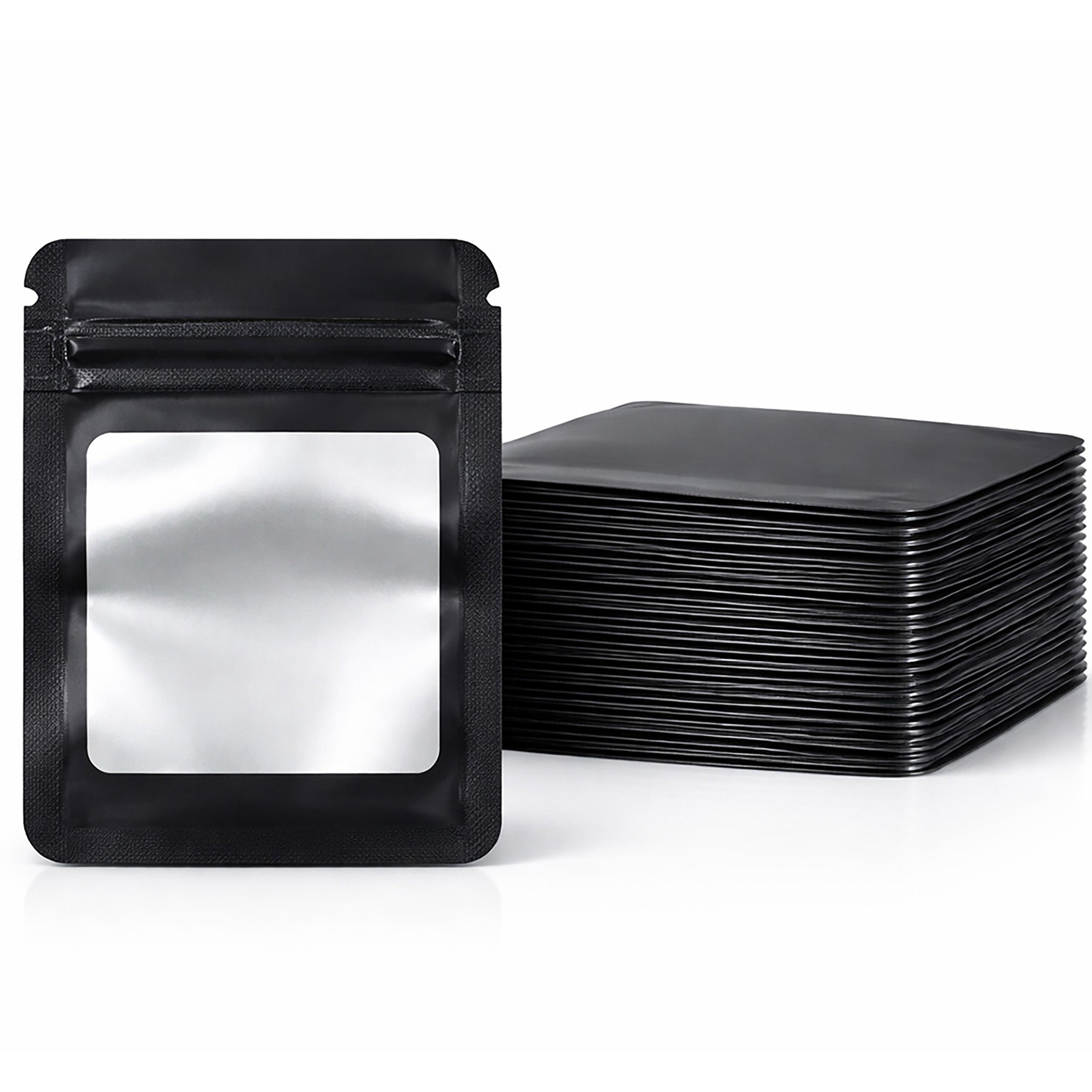 100 Pack - Mini Solid Color Zip-Seal Foil Pouches (2.6"x3.") Square Style Selection