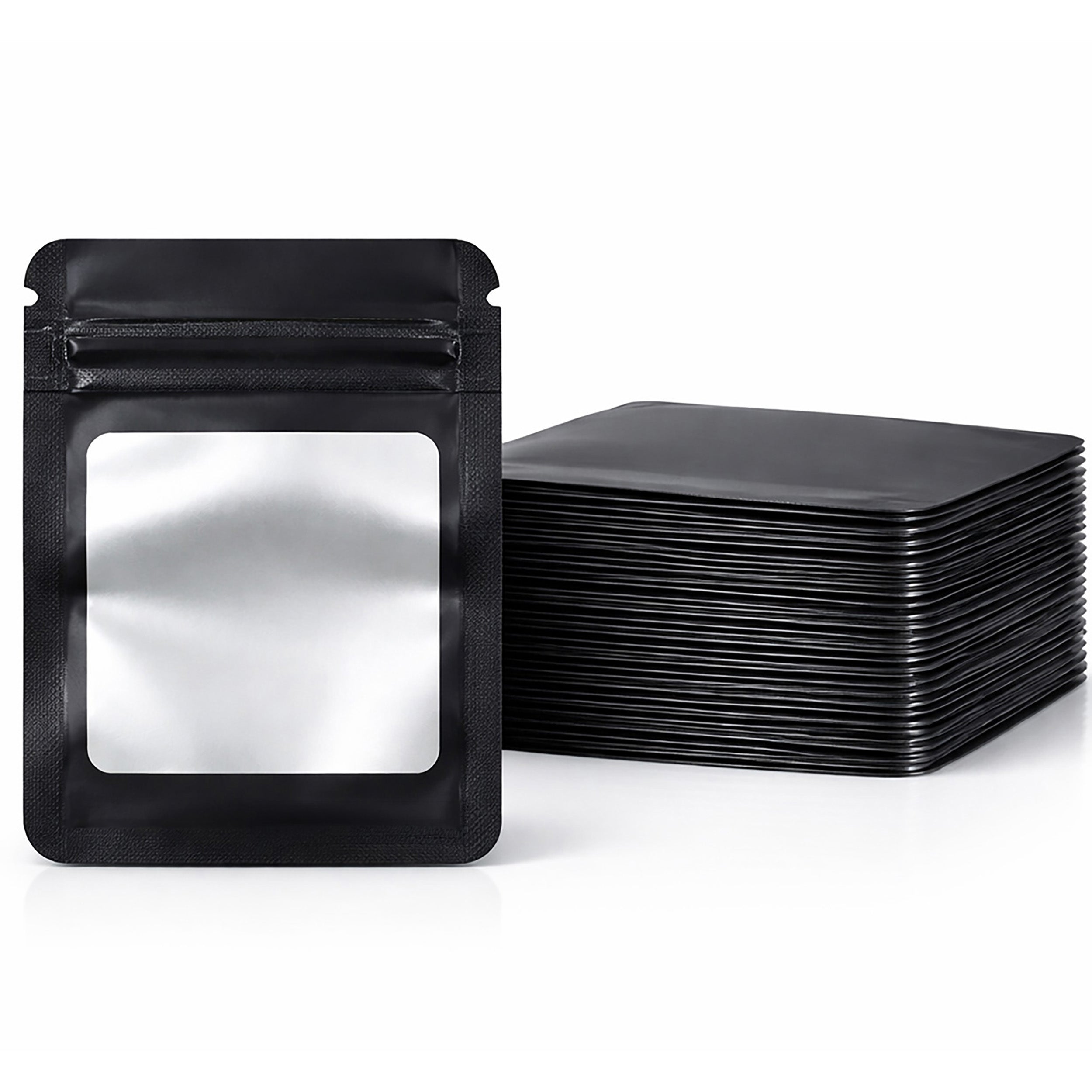 50 Pack - Small Solid Color Zip-Seal Foil Pouches (4"x5") Square Style Selection