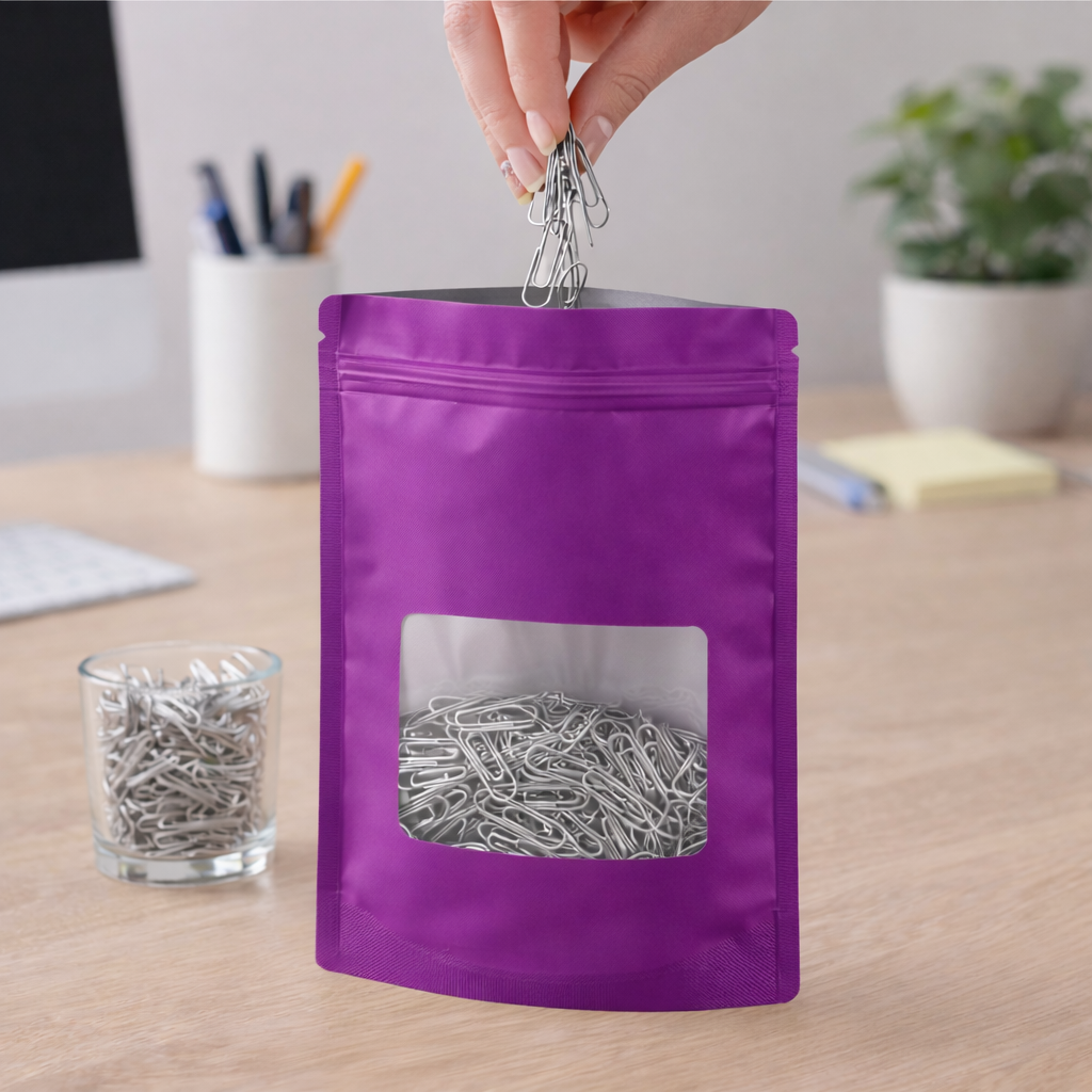 Solid Color Zip-Seal Foil Pouches (12"x16") Square Window Selection (25 Count)