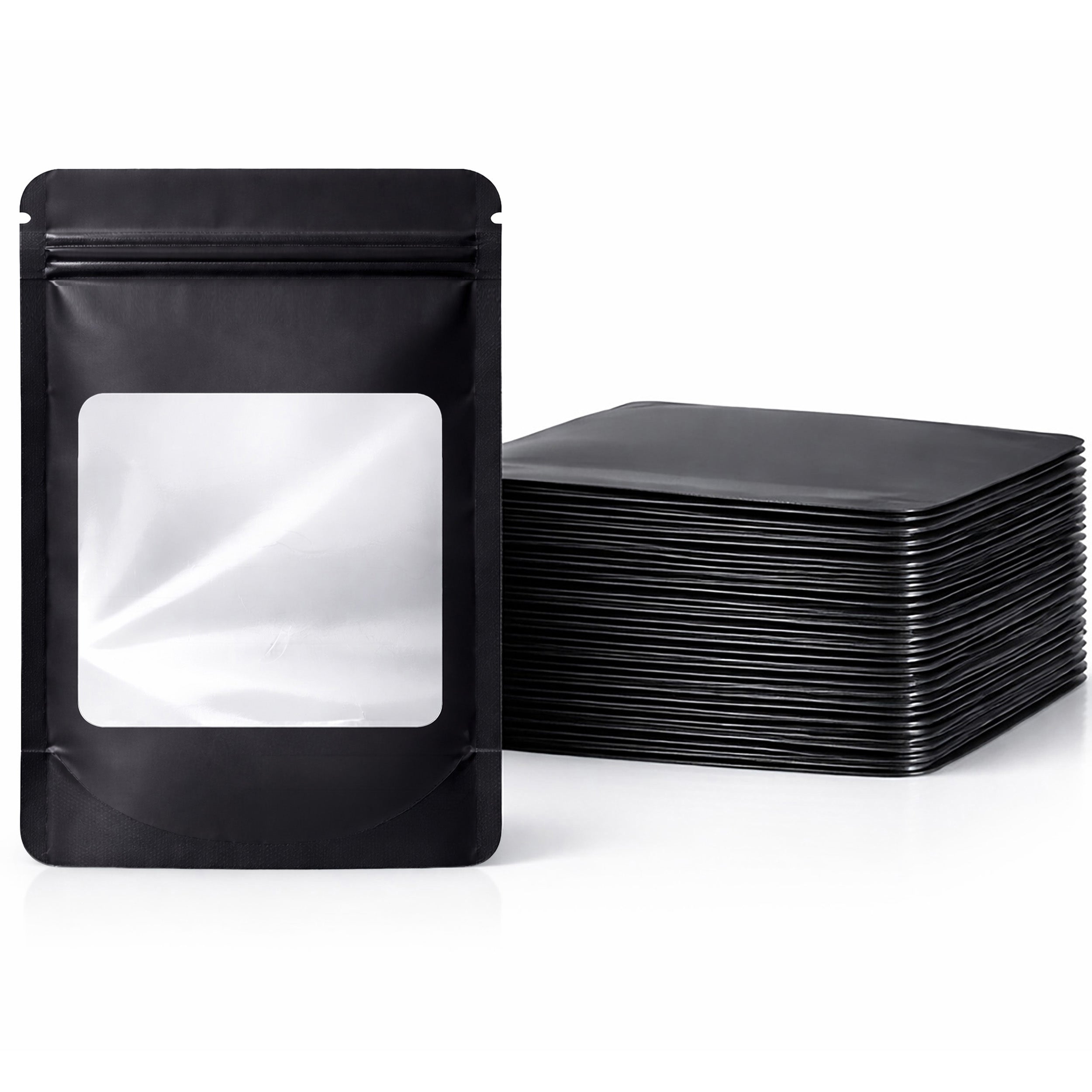 50 Pack - Medium Solid Color Zip-Seal Foil Pouches (4"x6.5") Square Style Selection