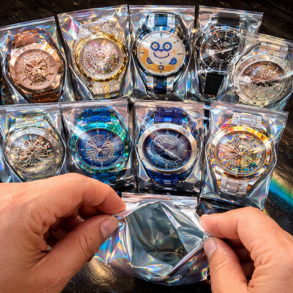 50-Count Resealable Zip-Foil Pouches – Watch-Style Shapes – Get Lost