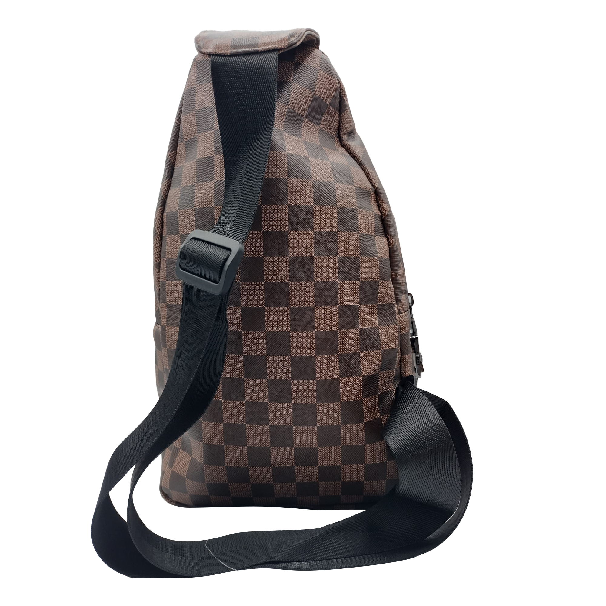 Get Lost - Premium Saffiano Leather Shoulder Bag (Brown Squares)