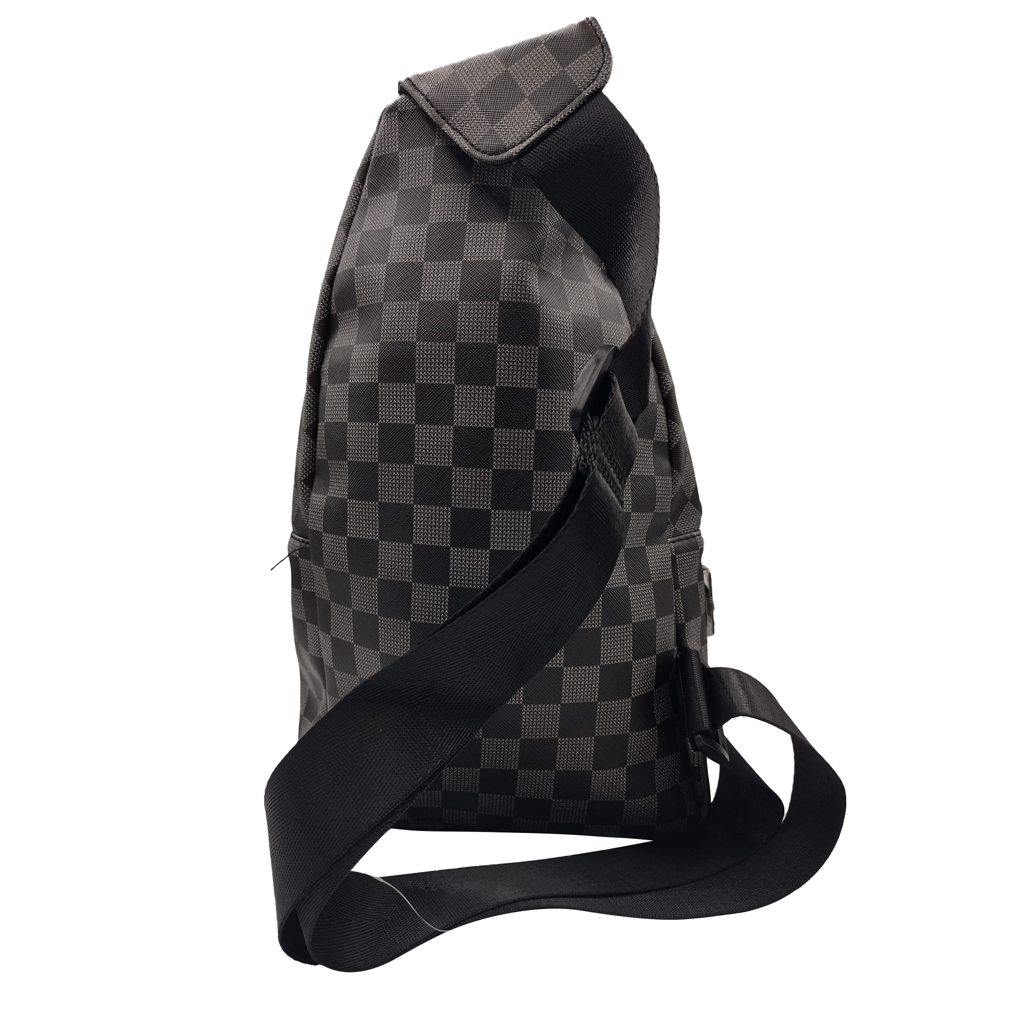 Get Lost - Premium Saffiano Leather Shoulder Bag (Black Squares)