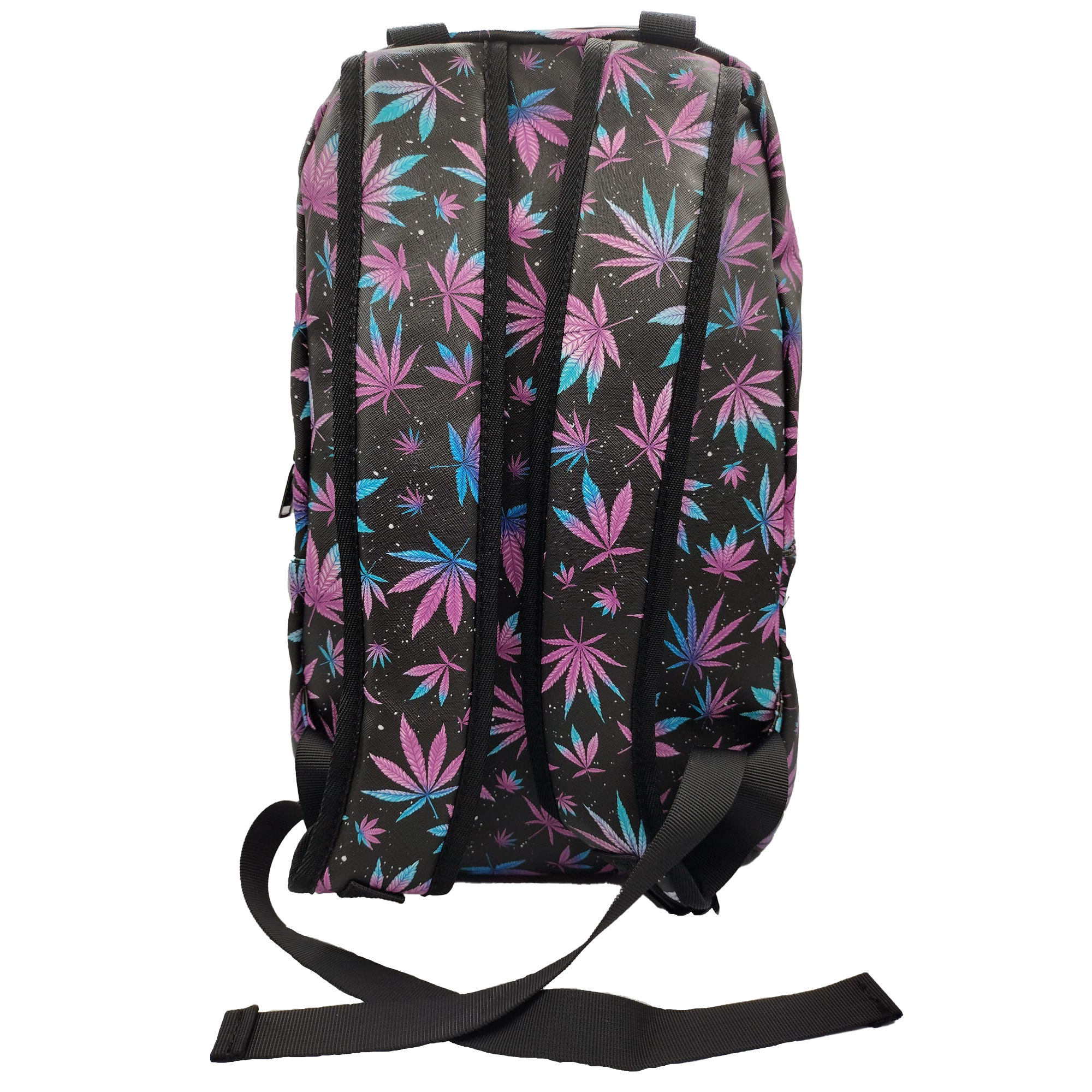 Premium Saffiano Smell Proof Backpack (Blue Pink Leaves)