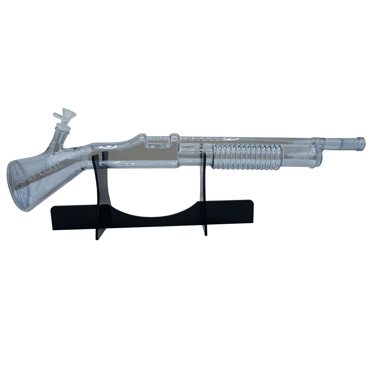 Get Lost - Shotgun Glass Water Pipe (Clear Black)