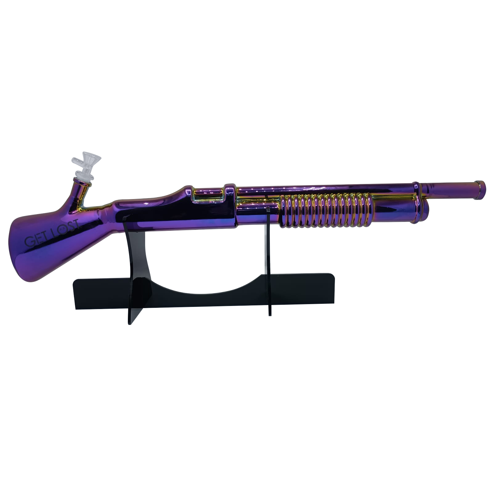 Get Lost - Shotgun Glass Water Pipe (Rainbow)