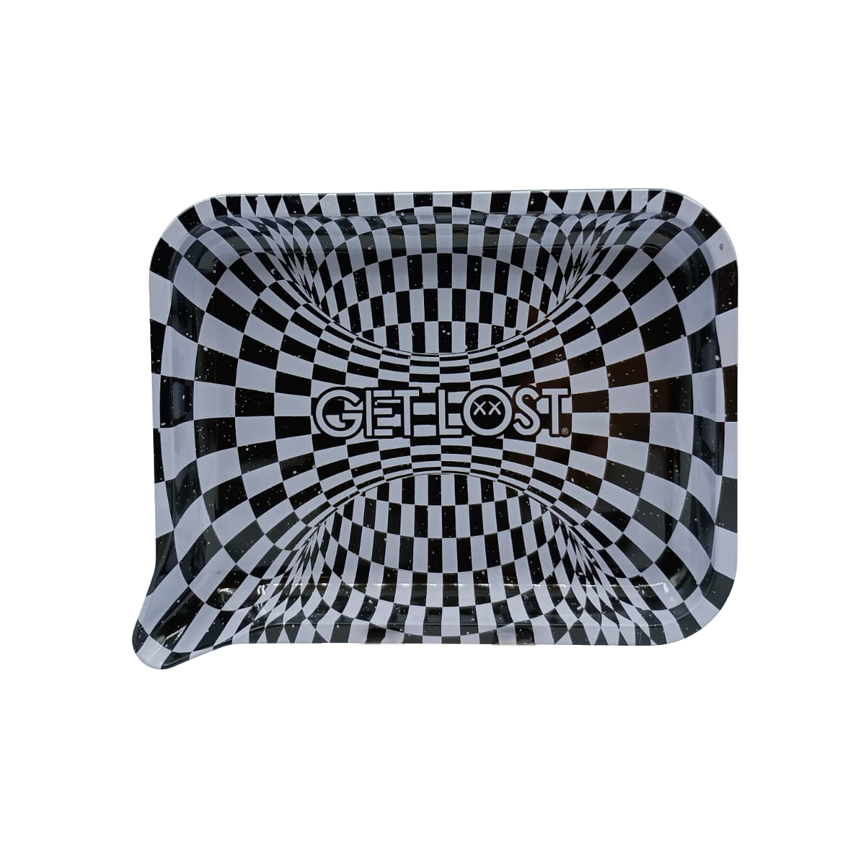 Get Lost Small 3D Rolling Tray With Magnetic Lid Cover (Black and White Spiral)