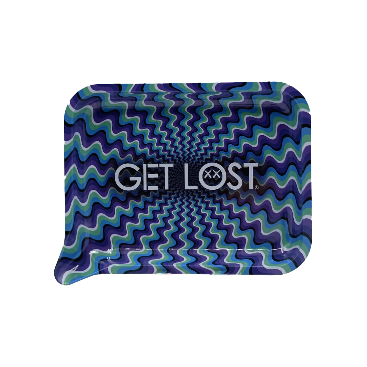 Get Lost Small 3D Rolling Tray With Magnetic Lid Cover (Purple Blue Spiral)