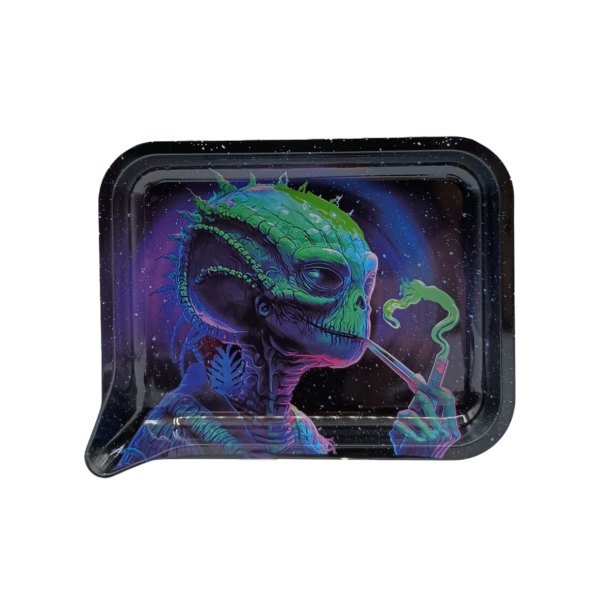 Get Lost Medium Funnel Rolling Tray with 3D Magnetic Lid (Get Lost Green Alien Smoking)