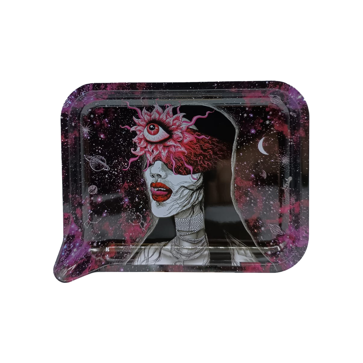 Get Lost Medium Funnel Rolling Tray with 3D Magnetic Lid (Get Lost Black Hair Third Red Eye)