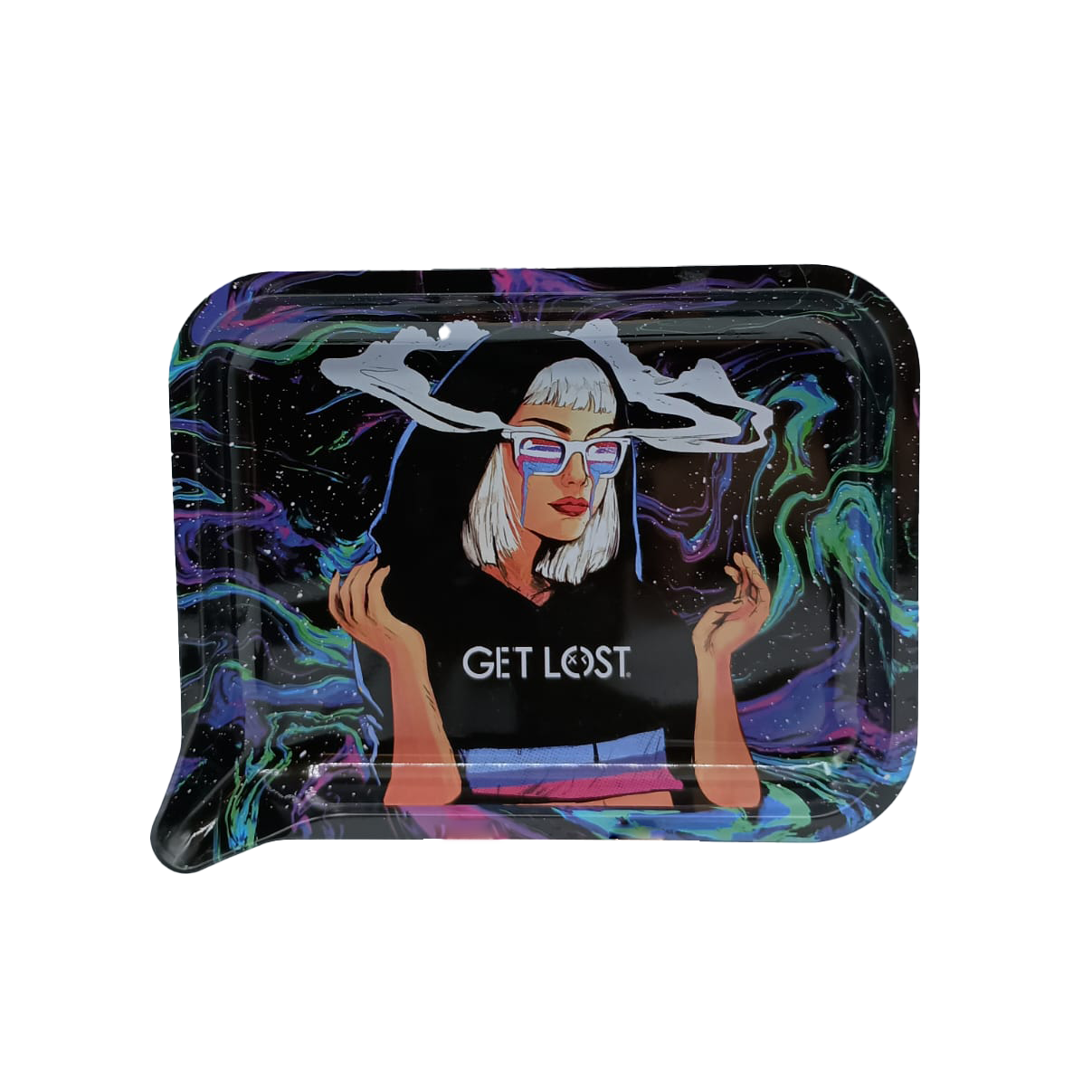 Get Lost Medium Funnel Rolling Tray with 3D Magnetic Lid (Get Lost Smoking Nun)