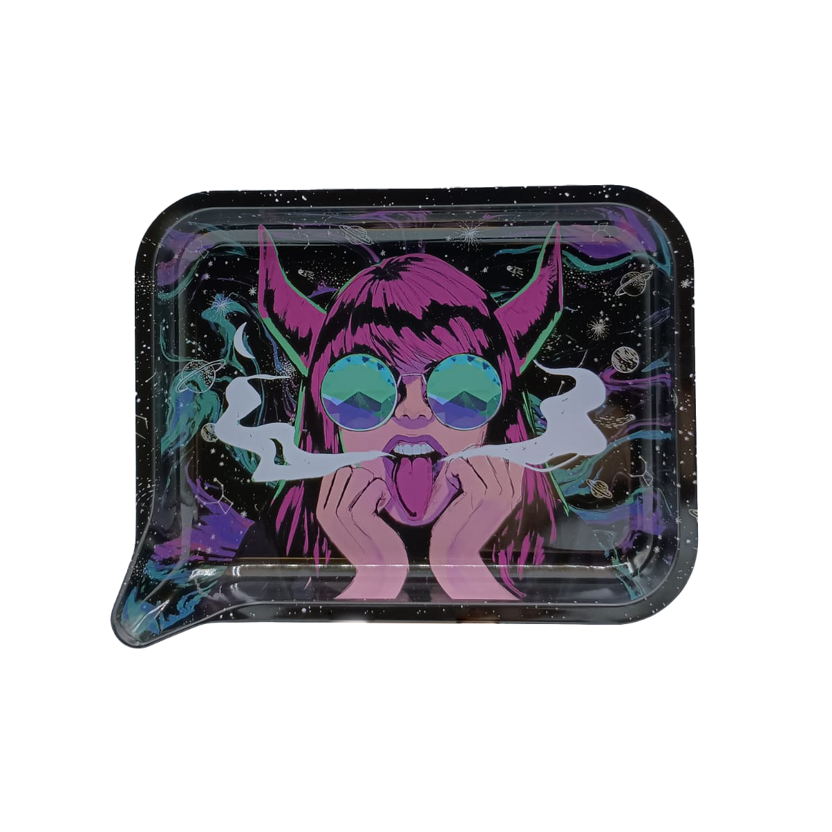 Get Lost Medium Funnel Rolling Tray with 3D Magnetic Lid (Get Lost Red Horn Girl)