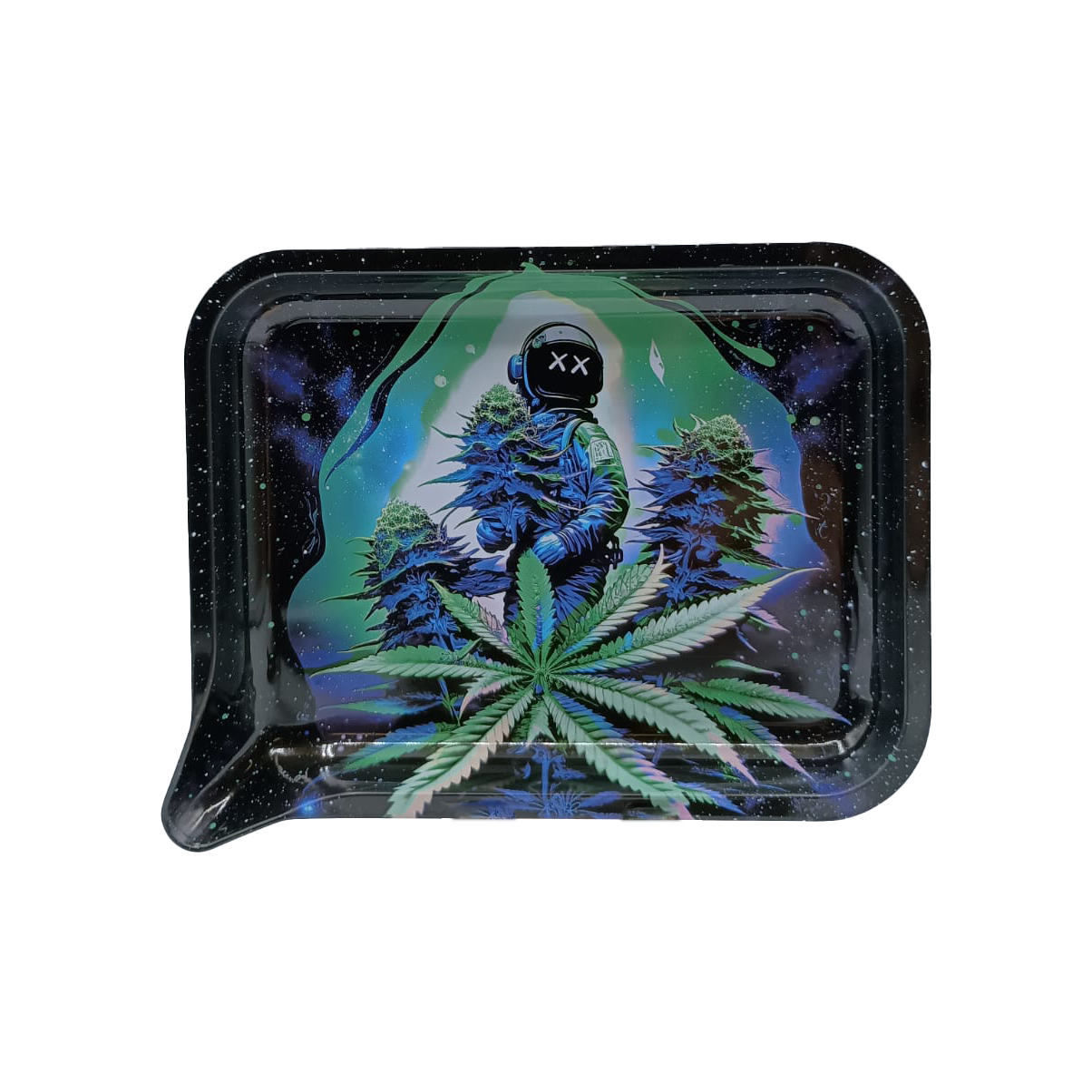 Get Lost Small 3D Rolling Tray With Magnetic Lid Cover (Astronaut Weed Harvest)