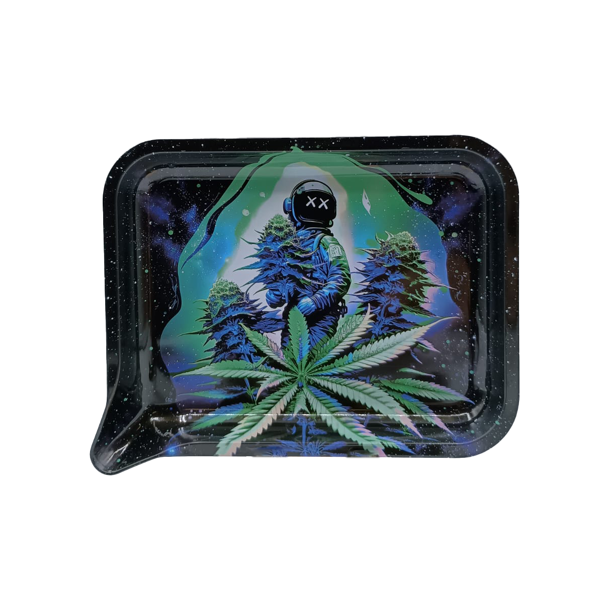 Small Funnel Tray With 3D Lids (Green Leaf Astronaut)