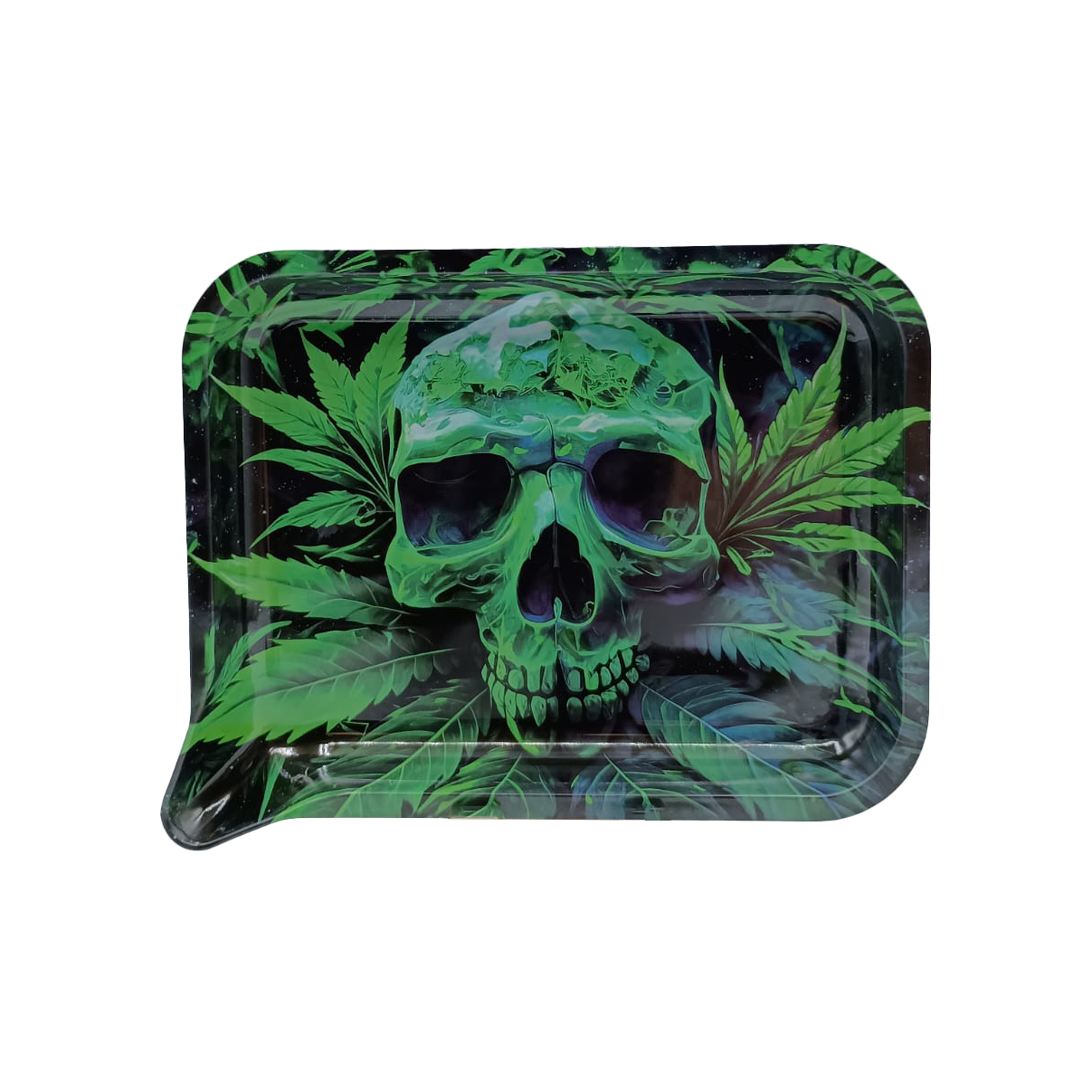Small Funnel Tray With 3D Lids (Green Skull)