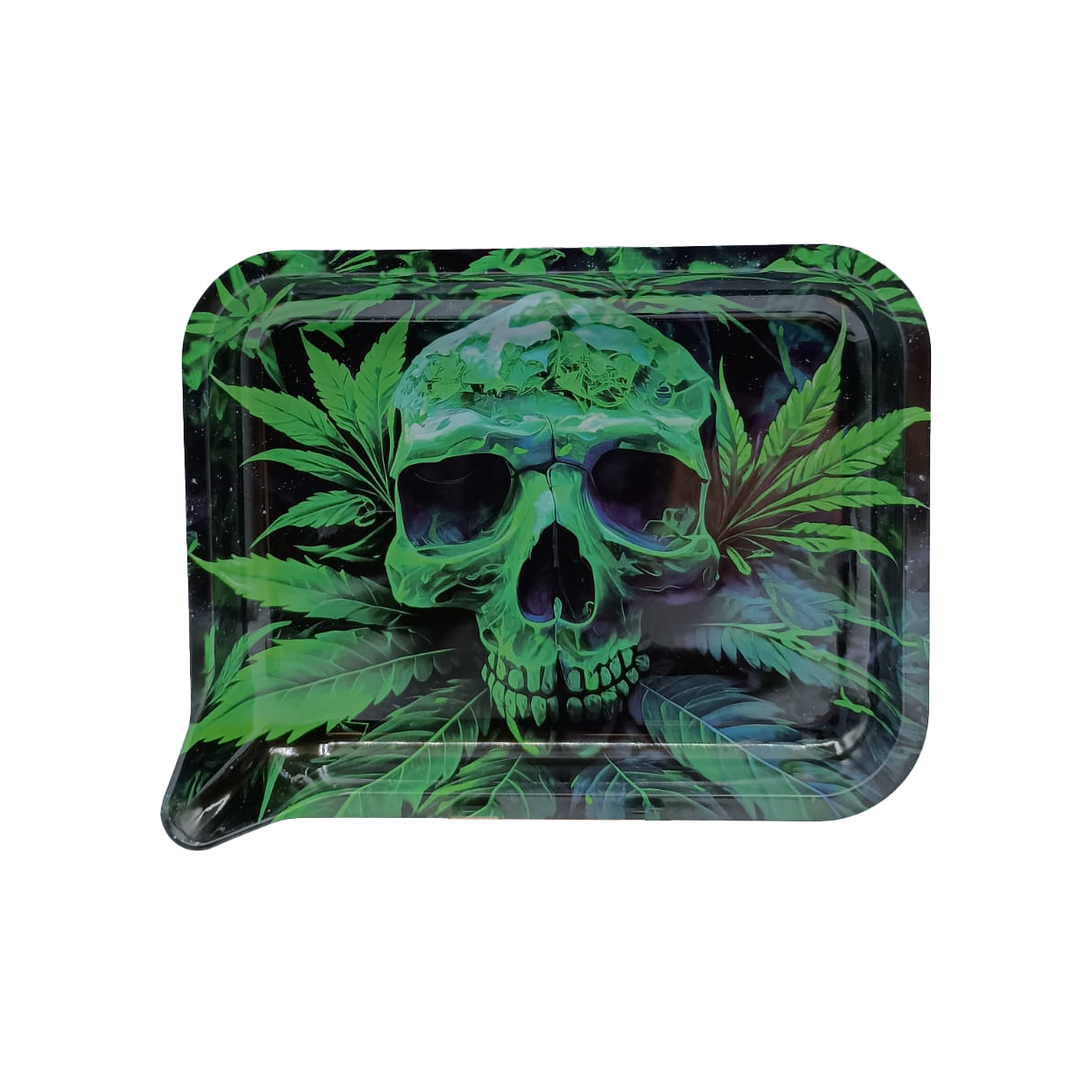 Get Lost Medium Funnel Rolling Tray with 3D Magnetic Lid (Get Lost Green Skull)