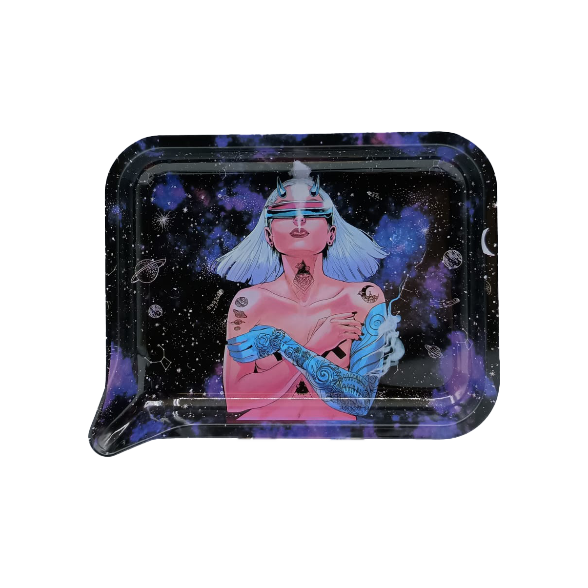 Small Funnel Tray With 3D Lids (Sexy Space Girl Smoking)