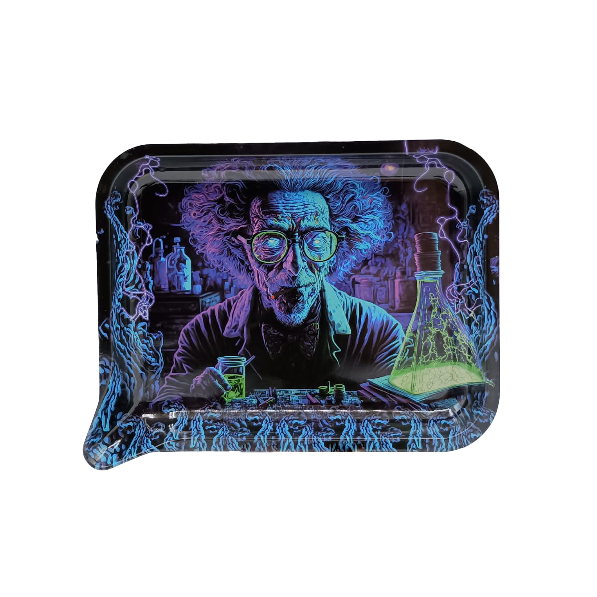 Small 3D Rolling Tray With Magnetic Lid Cover (Psychedelic Scientist)