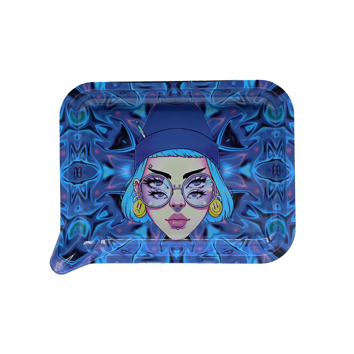 Small Funnel Tray With 3D Lids (Blue Hat Trippy Girl)