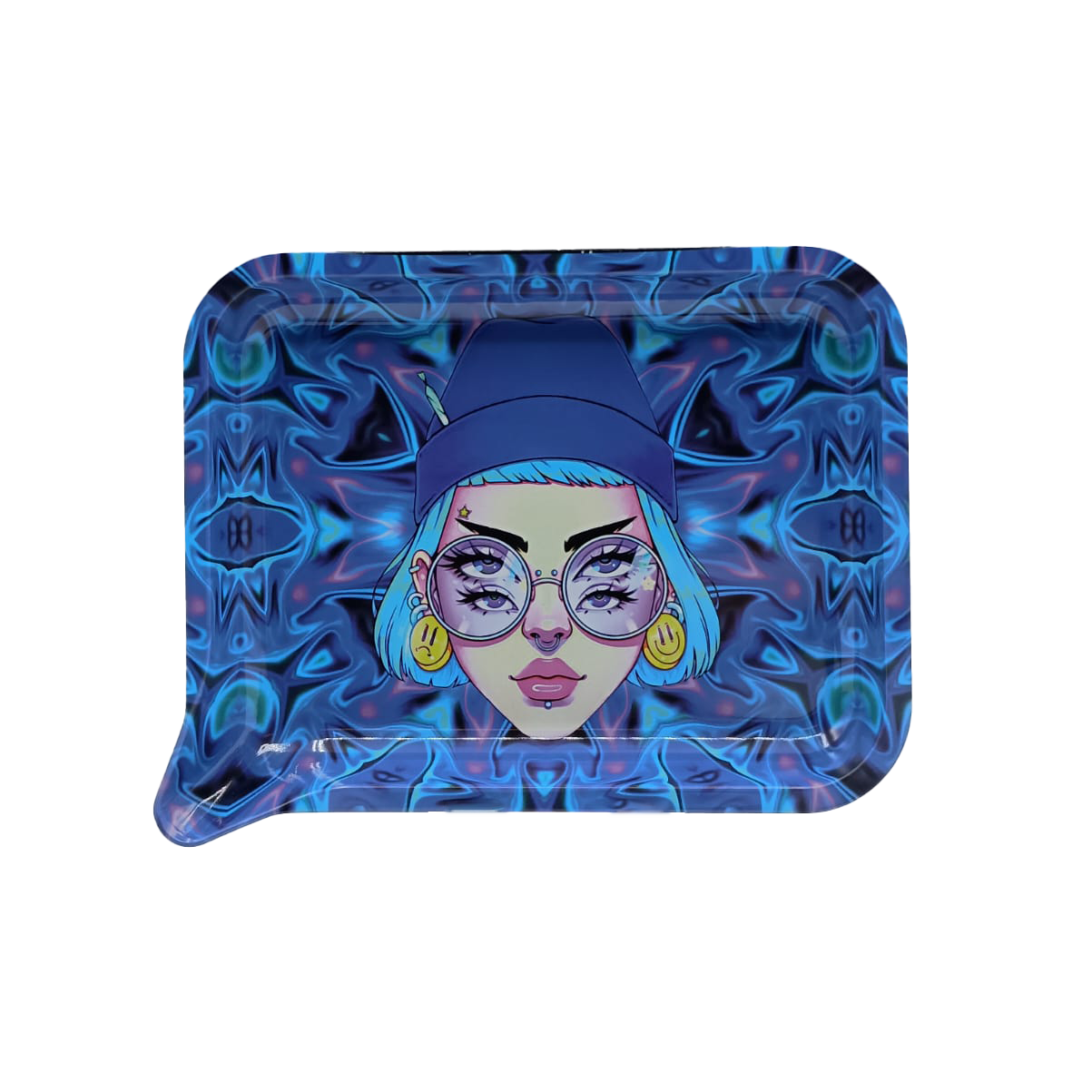 Get Lost Small 3D Rolling Tray With Magnetic Lid Cover (4 Eyes Trippy Girl)