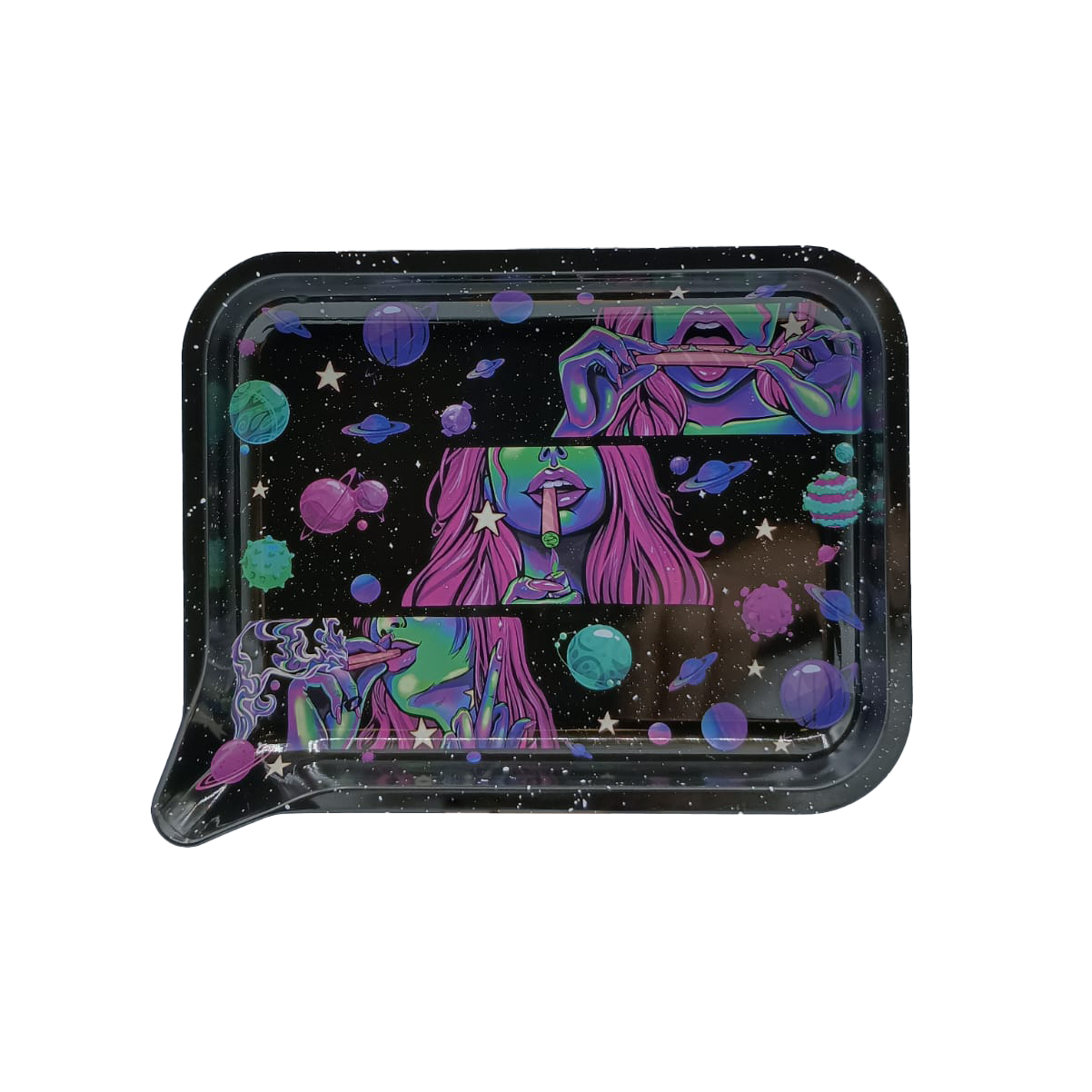 Get Lost Medium Funnel Rolling Tray with 3D Magnetic Lid (Get Lost Smoking Purple Girl)
