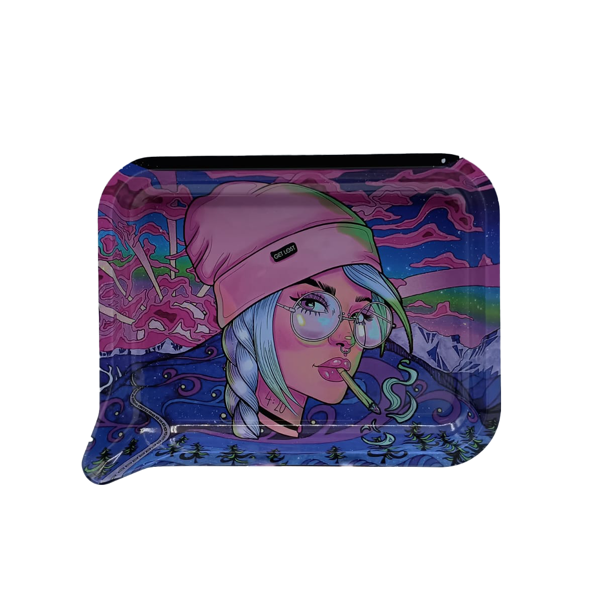 Small Funnel Tray With 3D Lids (Pink Hat Girl Smoking)