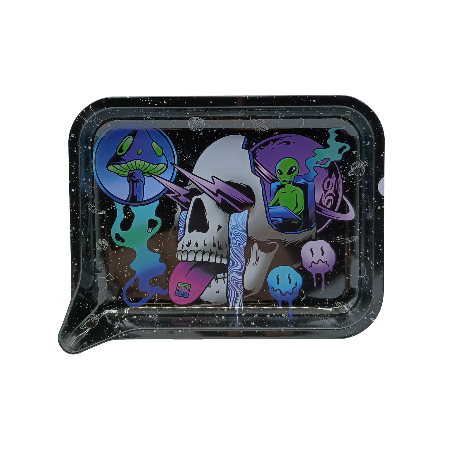 Get Lost Medium Funnel Rolling Tray with 3D Magnetic Lid (Get Lost Galaxy Skull)